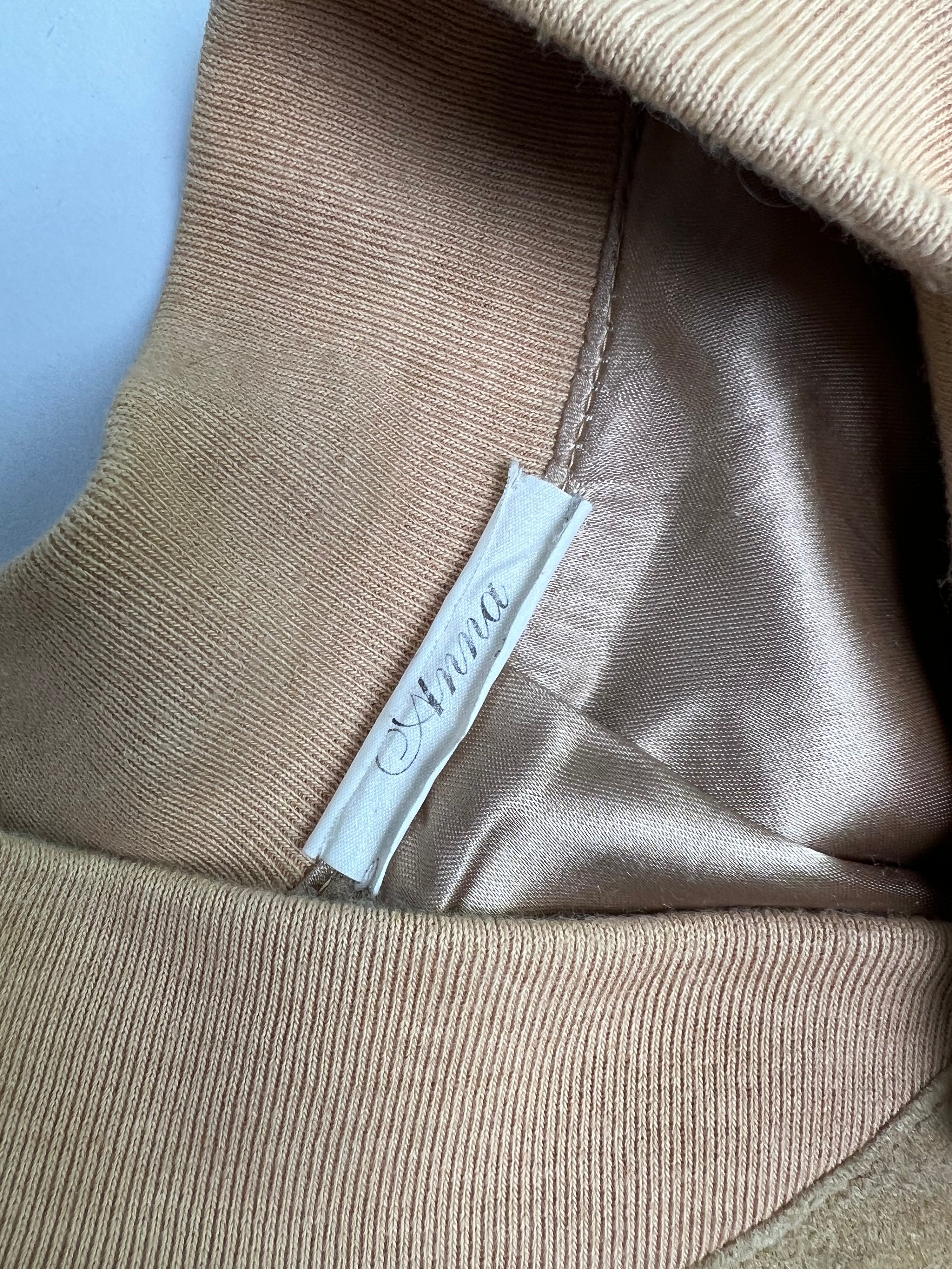 VINTAGE SUEDE BOMBER LEATHER JACKET LIGHT BROWN - L/XL