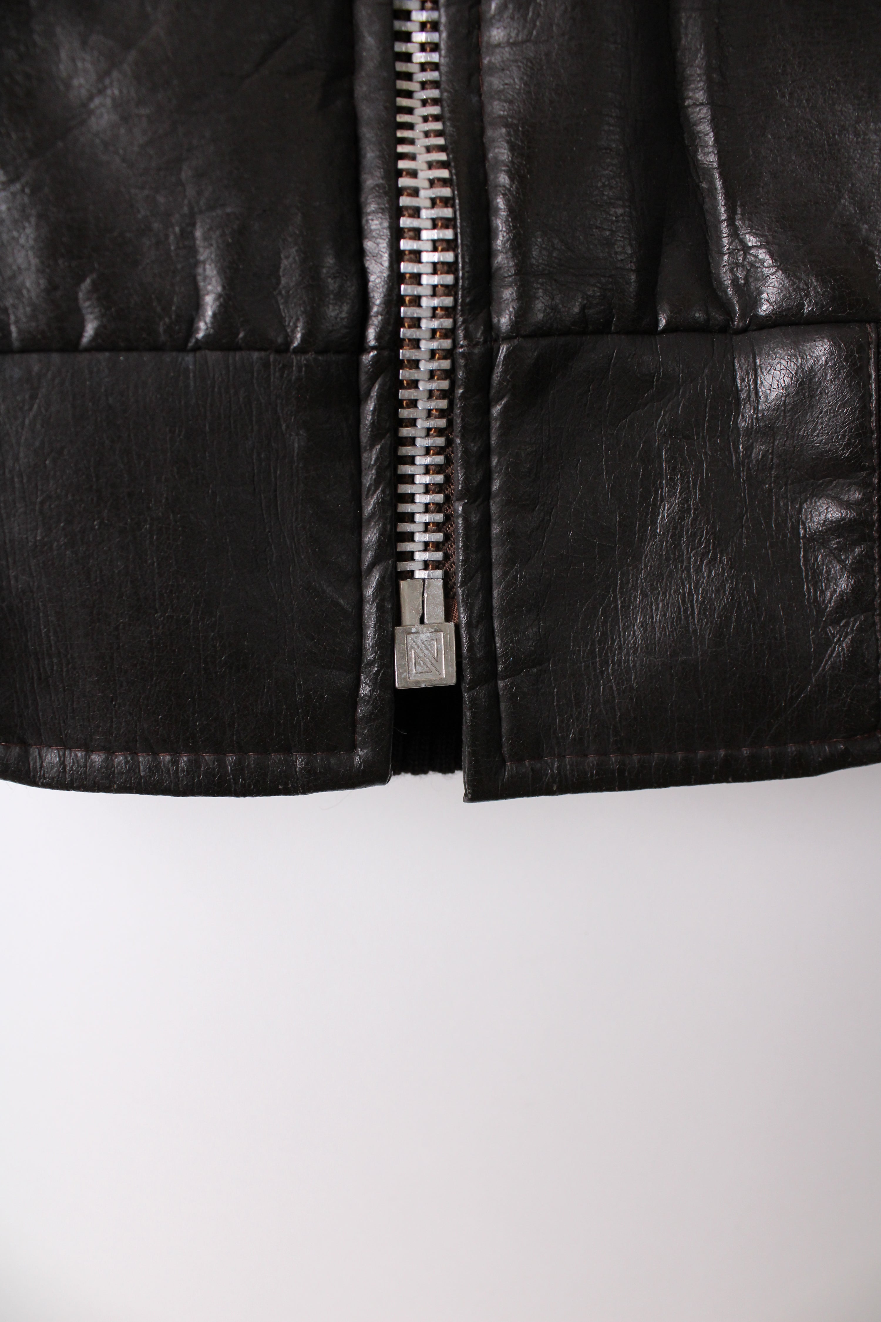 VINTAGE 1970S AVIATOR LEATHER JACKET SHEARLING COLLAR BROWN - S/M