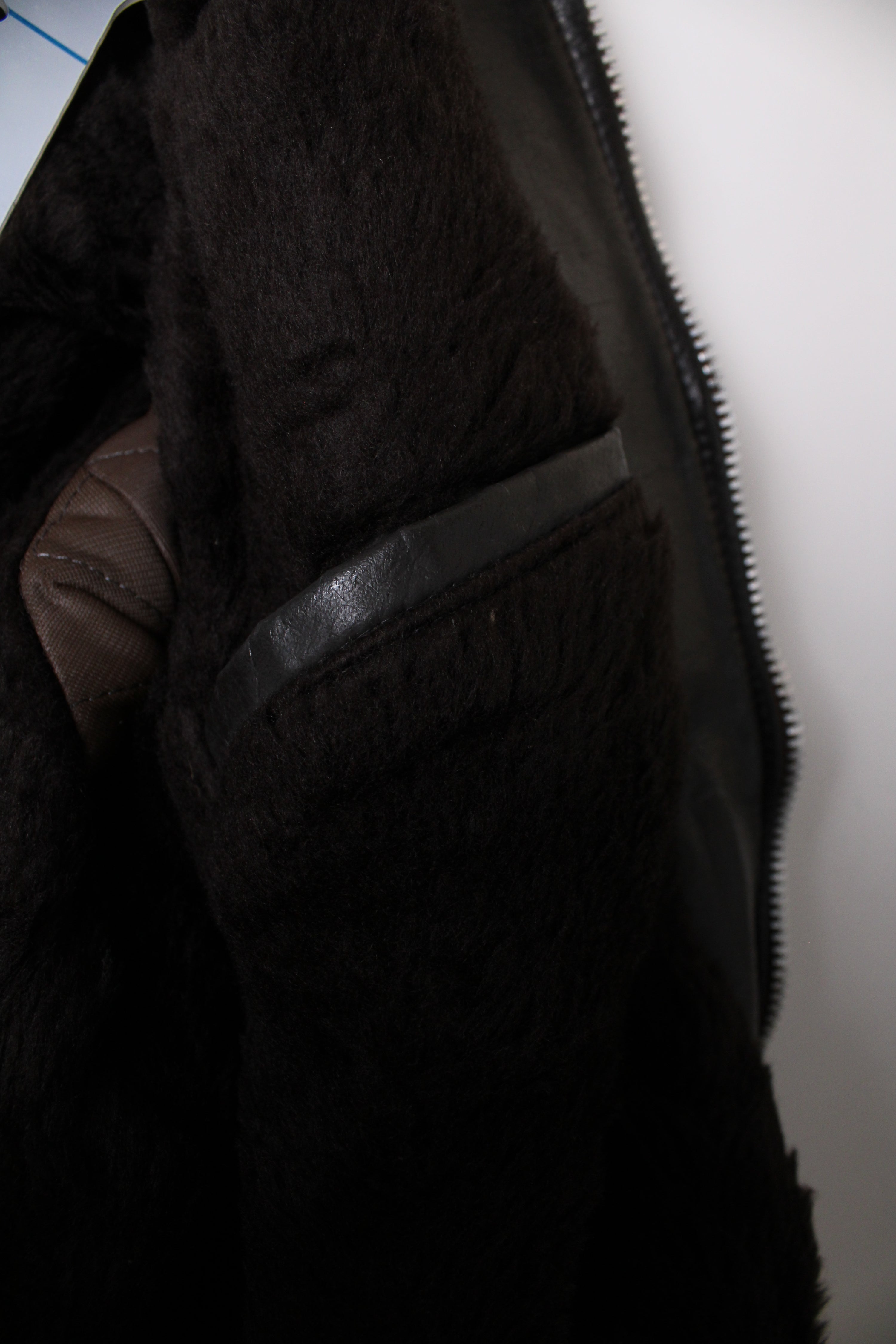 VINTAGE 1970S AVIATOR LEATHER JACKET SHEARLING COLLAR BROWN - S/M