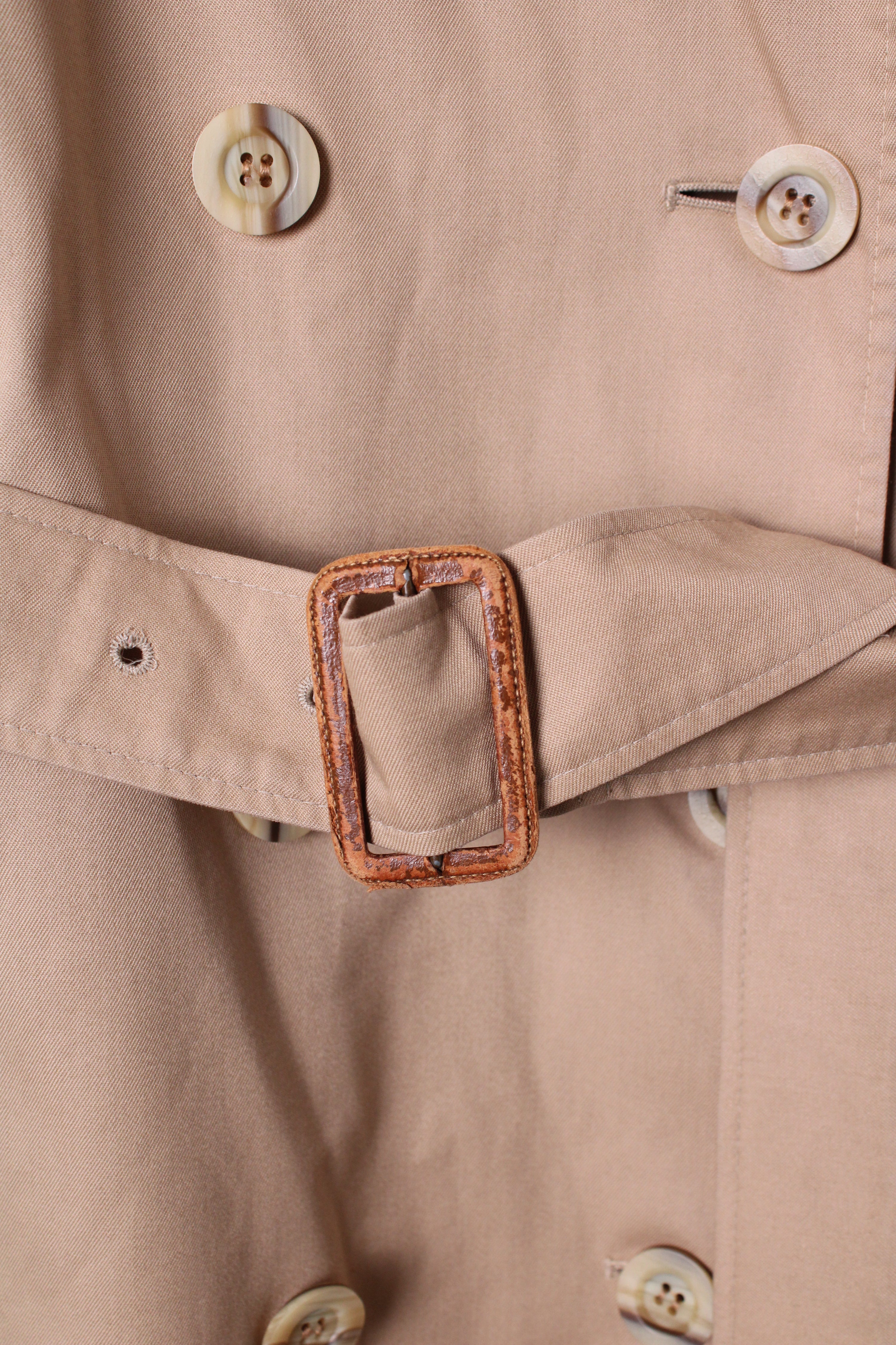 AQUASCUTUM DOUBLE BREAST TRENCH COAT BEIGE WOOL LINING - XS/S