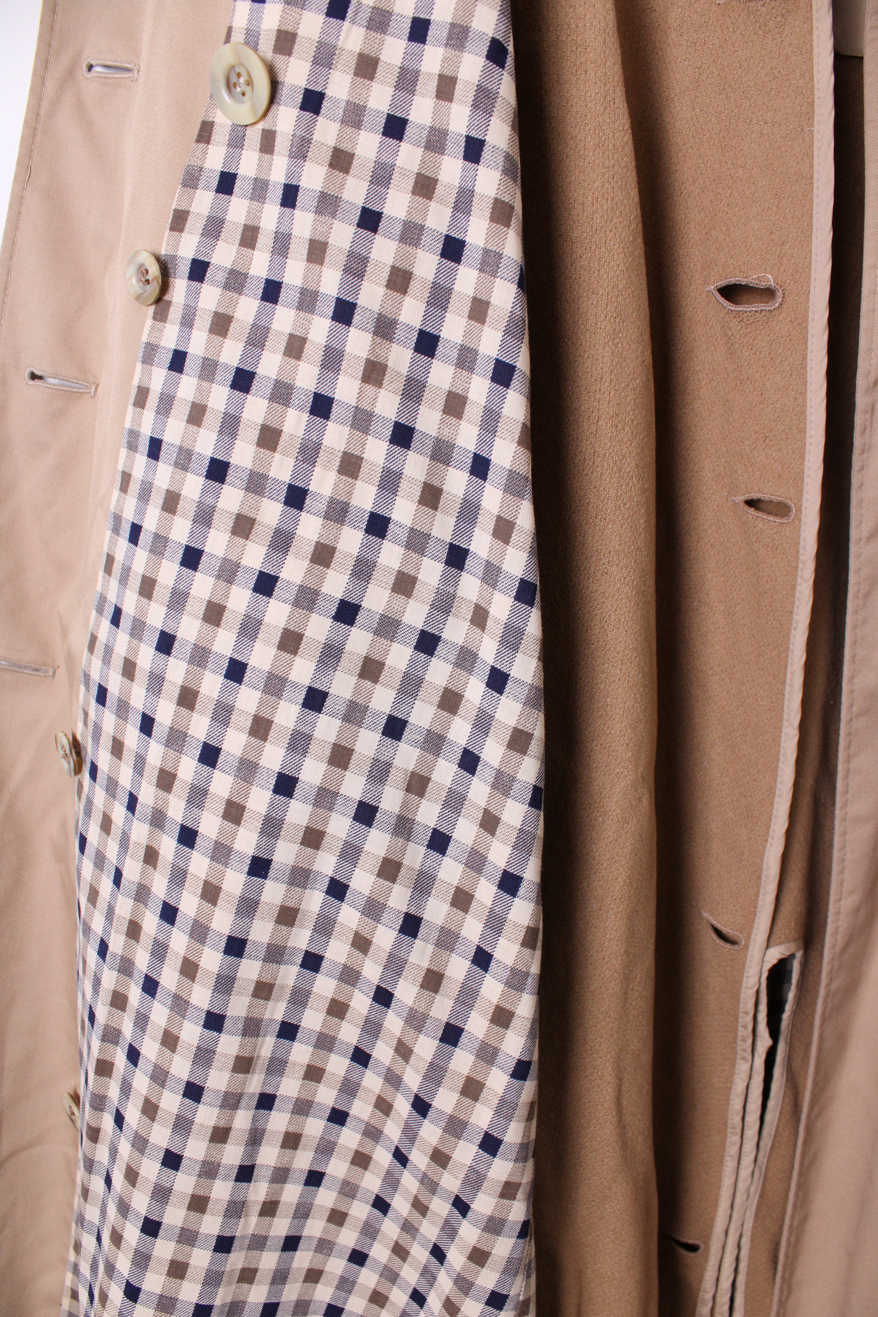 AQUASCUTUM DOUBLE BREAST TRENCH COAT BEIGE WOOL LINING - XS/S