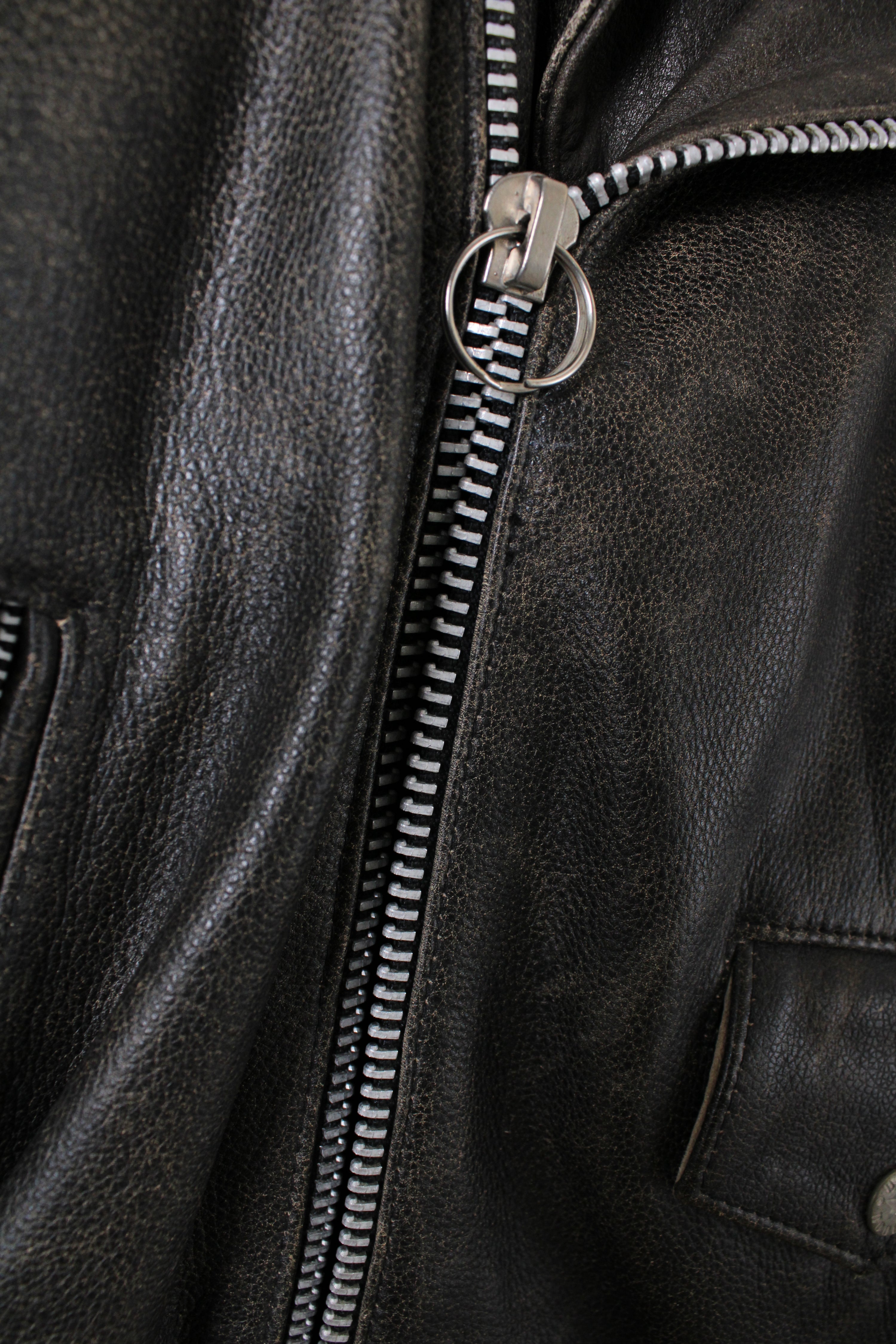 BOMB BOOGIE LEATHER BIKER JACKET FADED BROWN - L