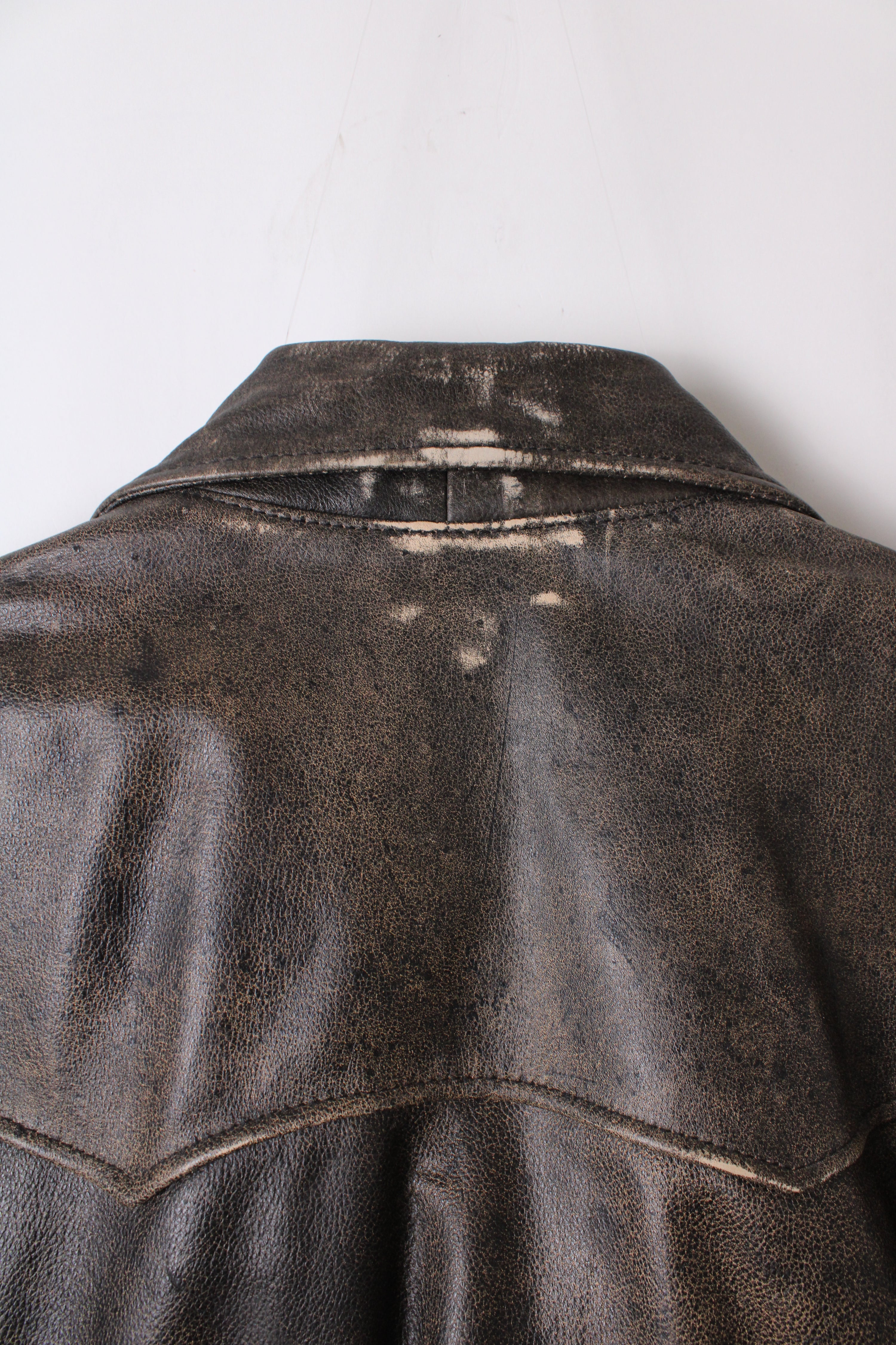 BOMB BOOGIE LEATHER BIKER JACKET FADED BROWN - L