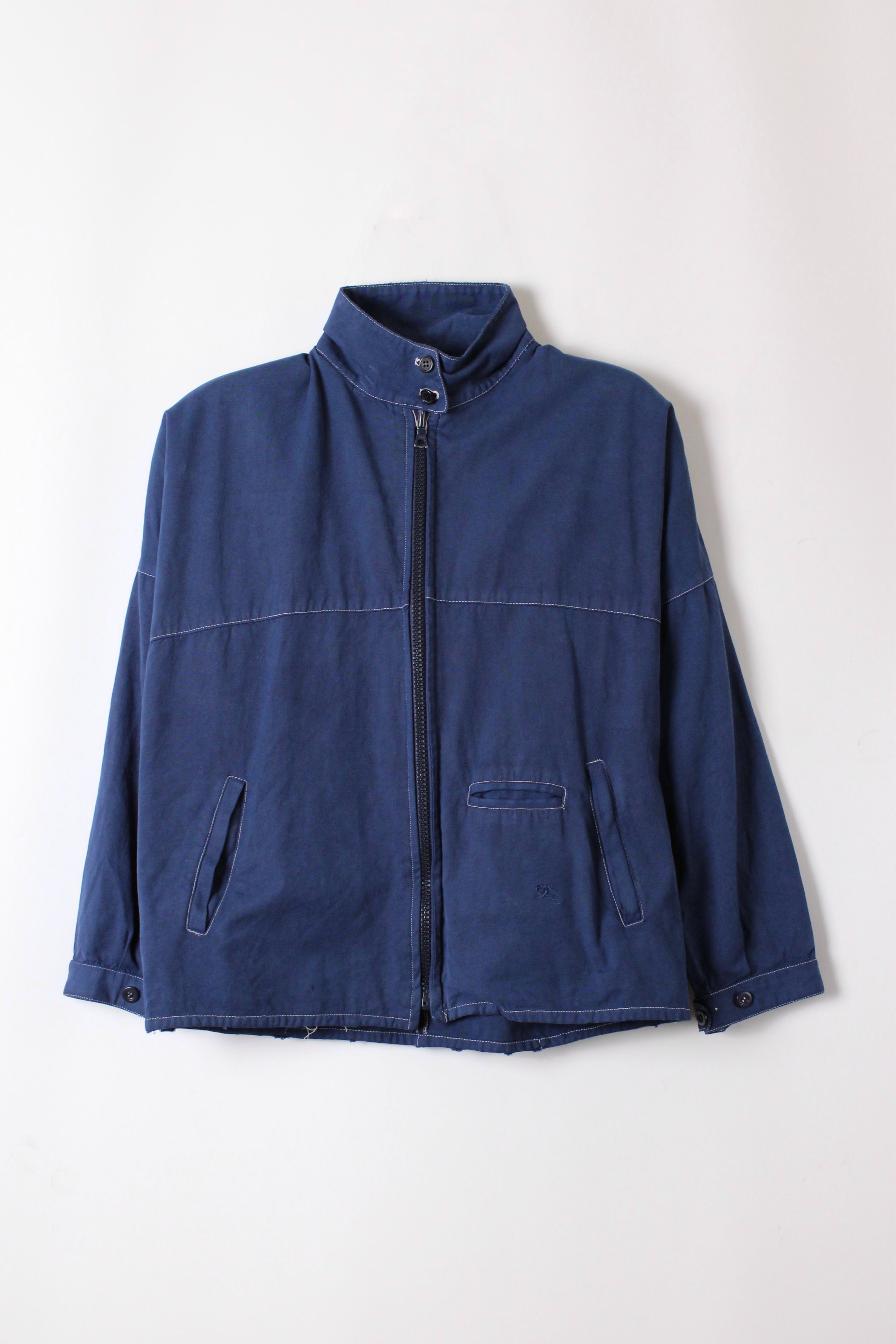 BURBERRY VINTAGE COTTON HARRINGTON JACKET BLUE - S