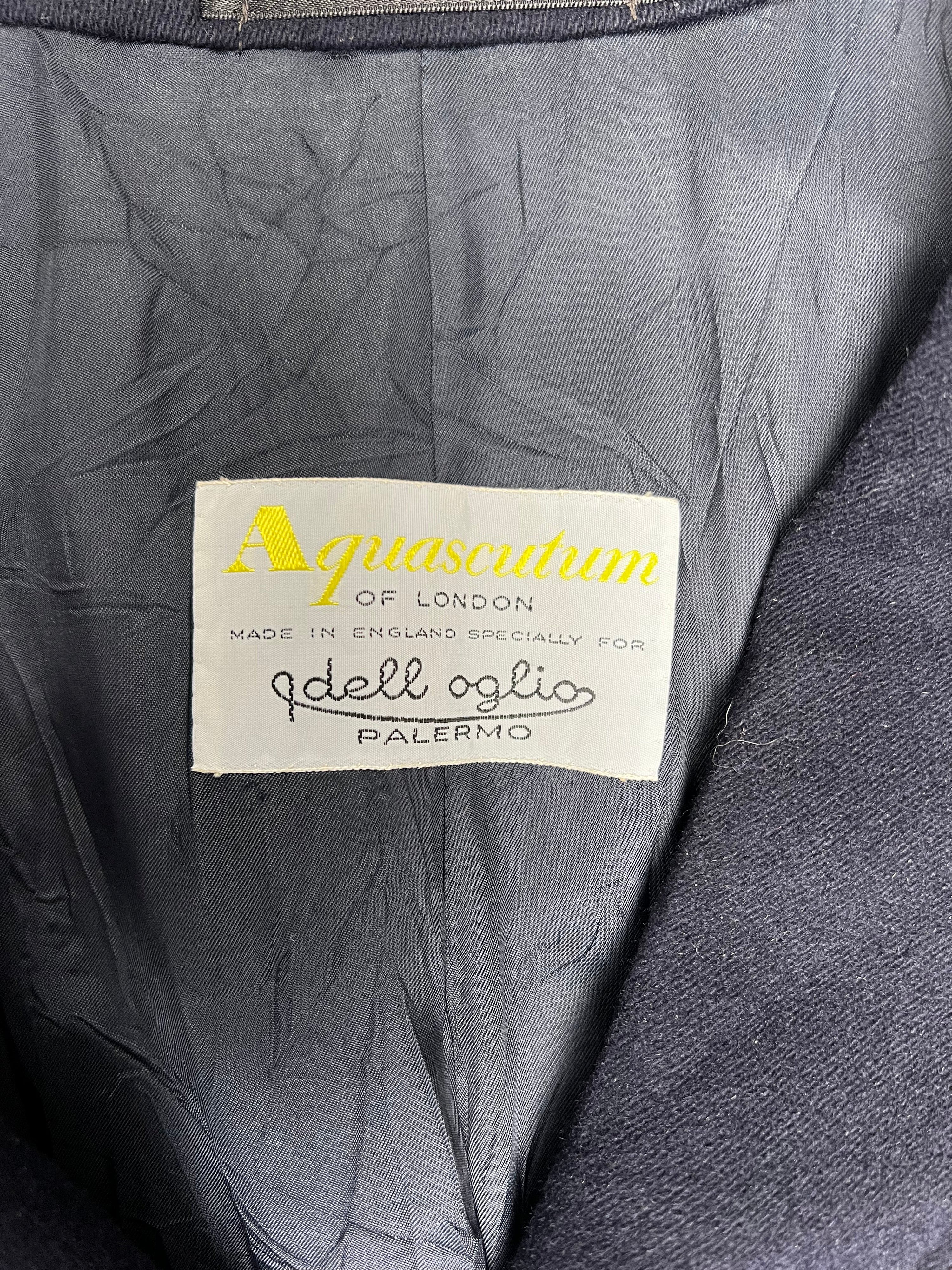 AQUASCUTUM VINTAGE WOOL COAT NAVY BLUE - L/XL