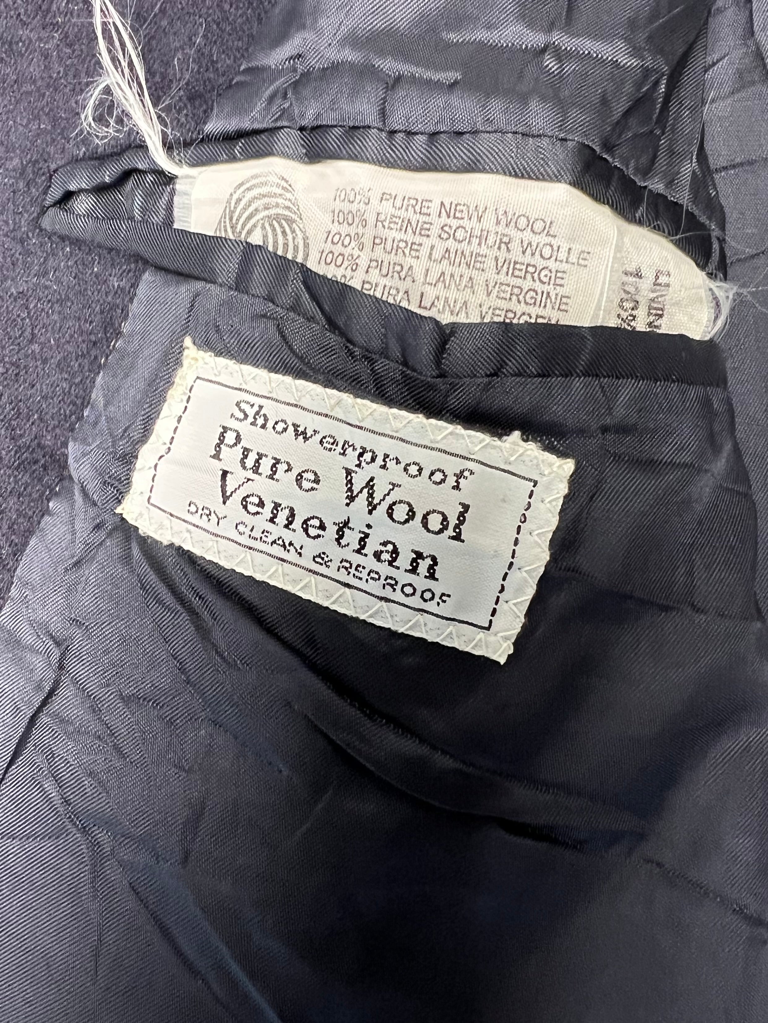 AQUASCUTUM VINTAGE WOOL COAT NAVY BLUE - L/XL
