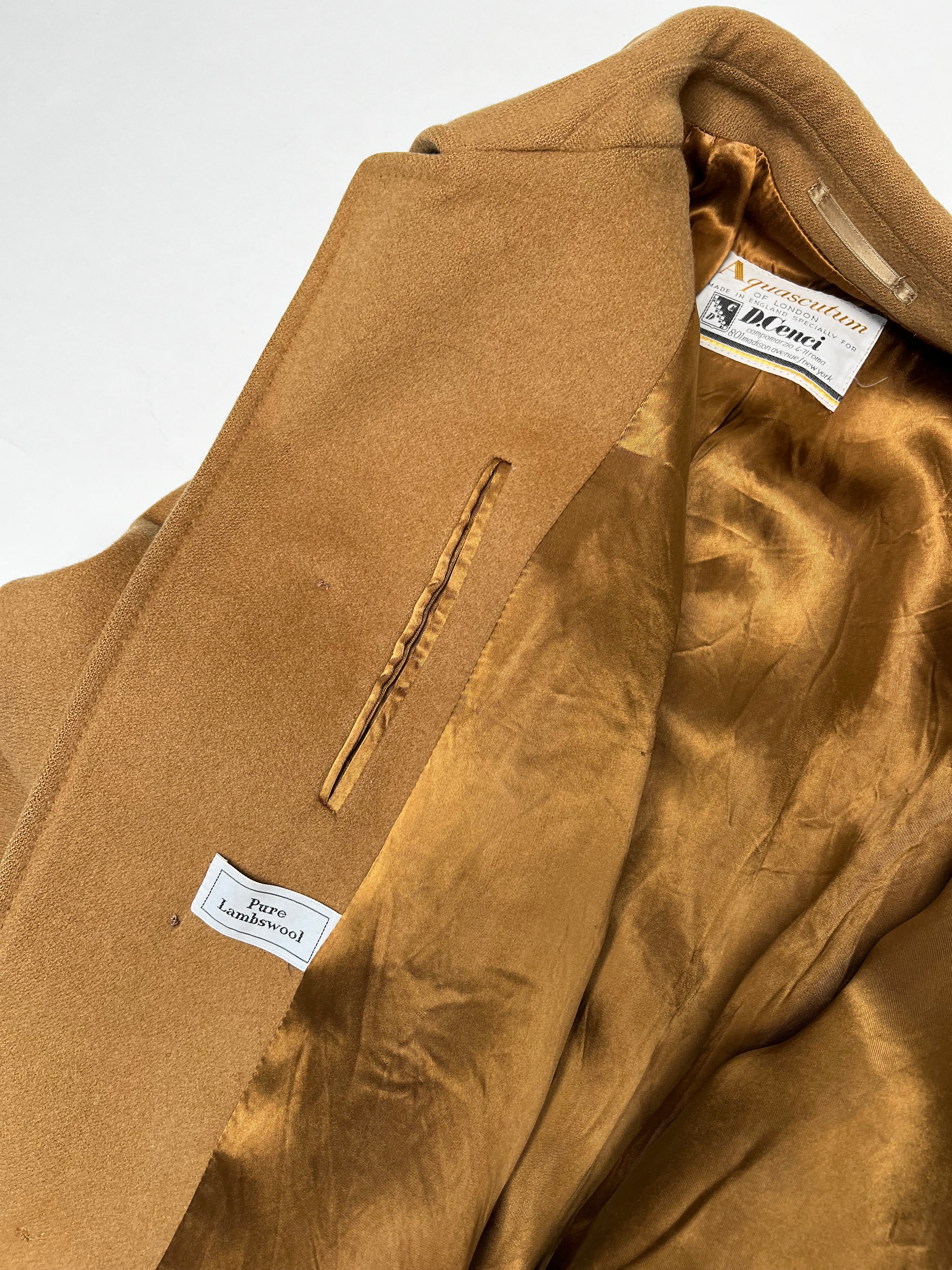 AQUASCUTUM VINTAGE WOOL CAMEL COAT - XL