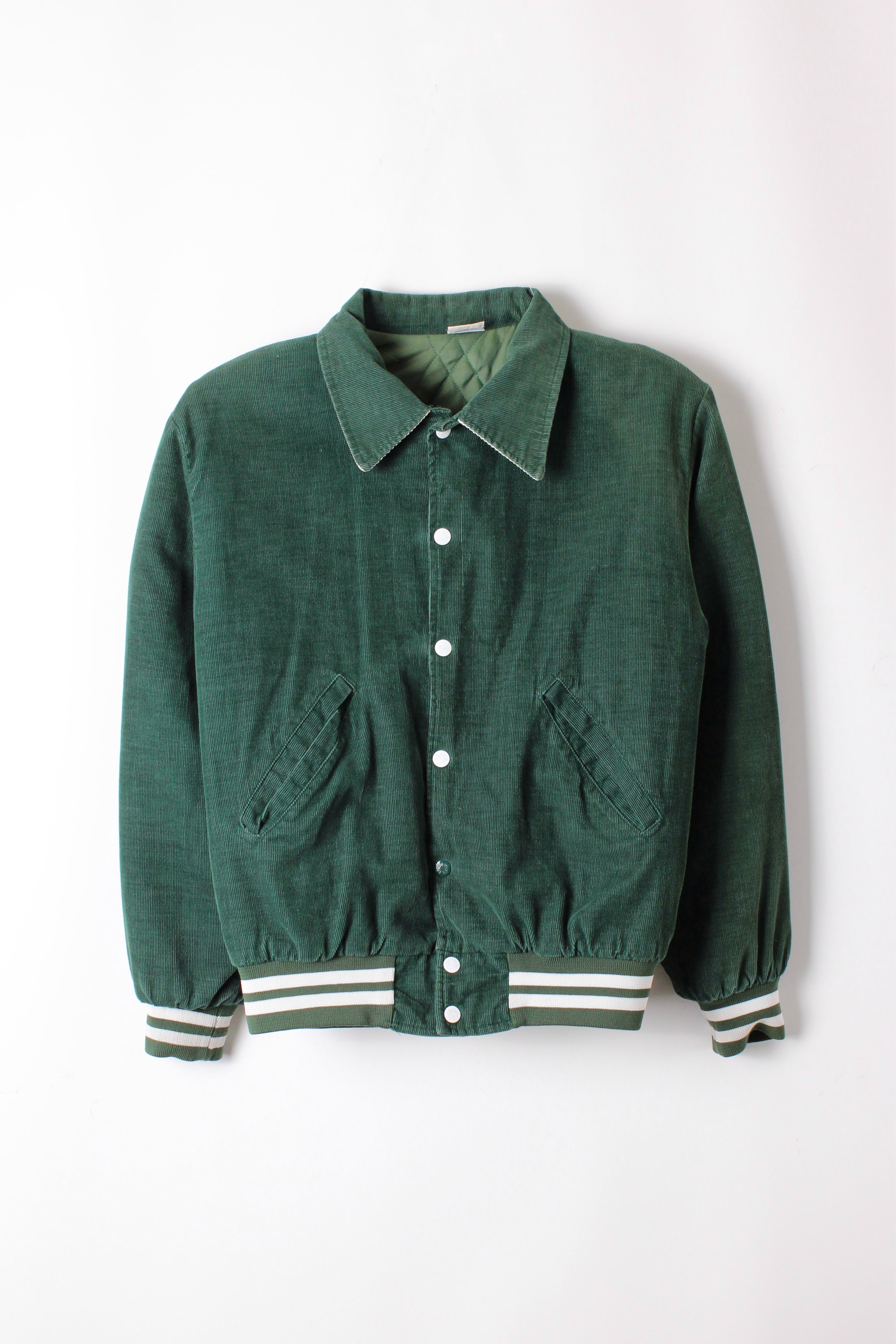 VINTAGE 1970S CORDUROY COLLEGE JACKET MADE IN USA - S/M