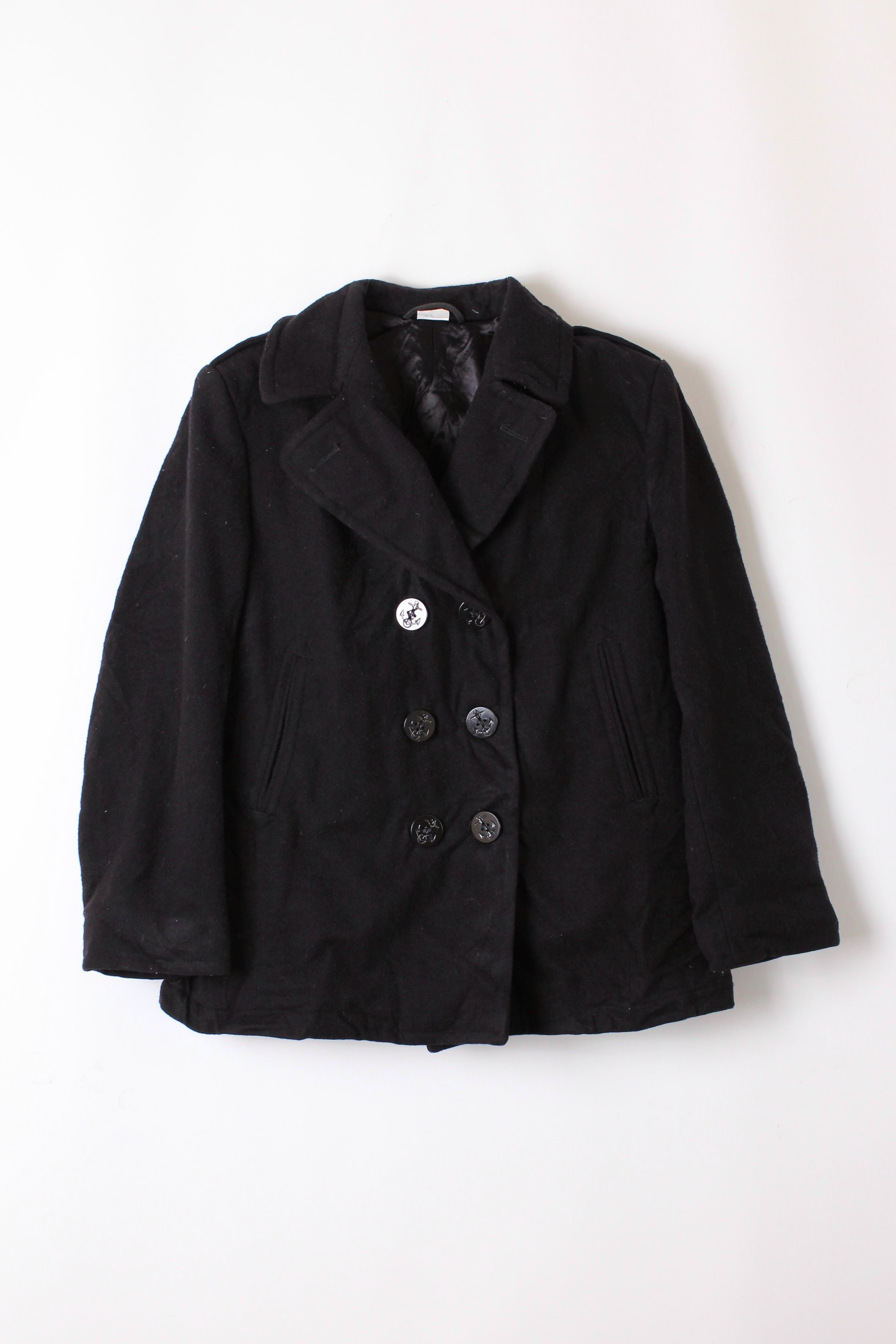 US NAVY VINTAGE PEA COAT NAVY BLUE - XS/S