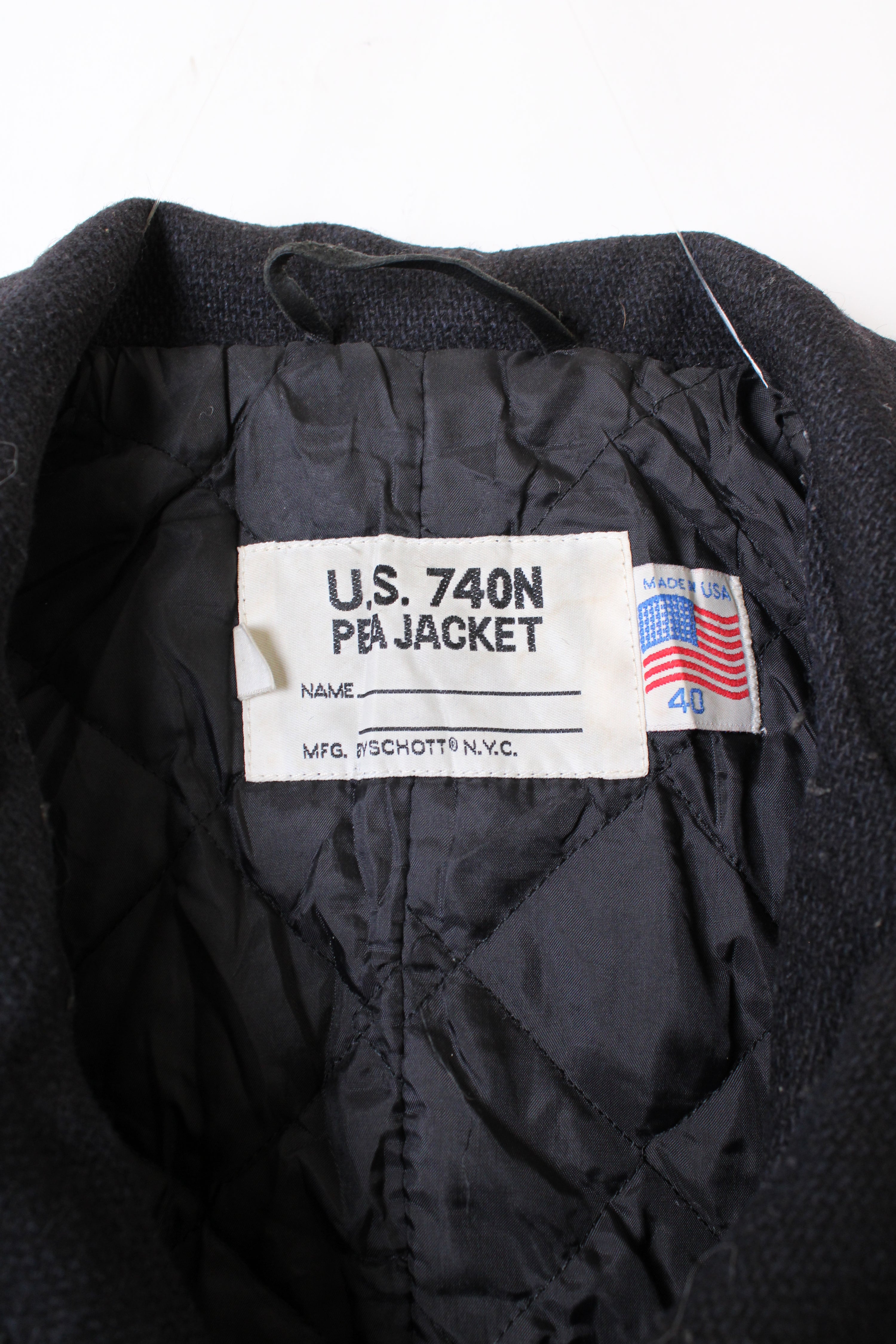 US NAVY VINTAGE SCHOTT PEA COAT NAVY BLUE - L/XL