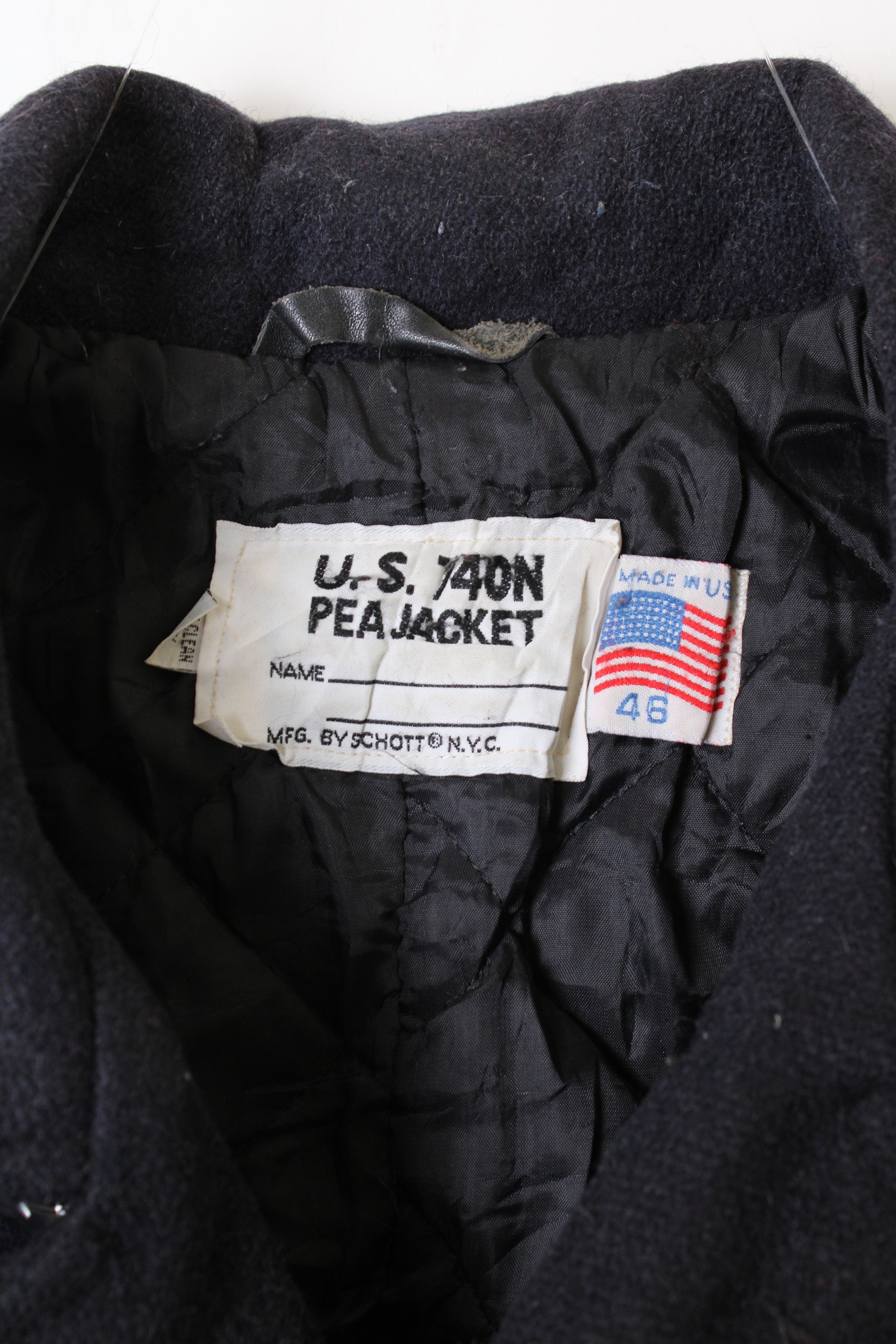 US NAVY VINTAGE SCHOTT PEA COAT NAVY BLUE - XL/XXL