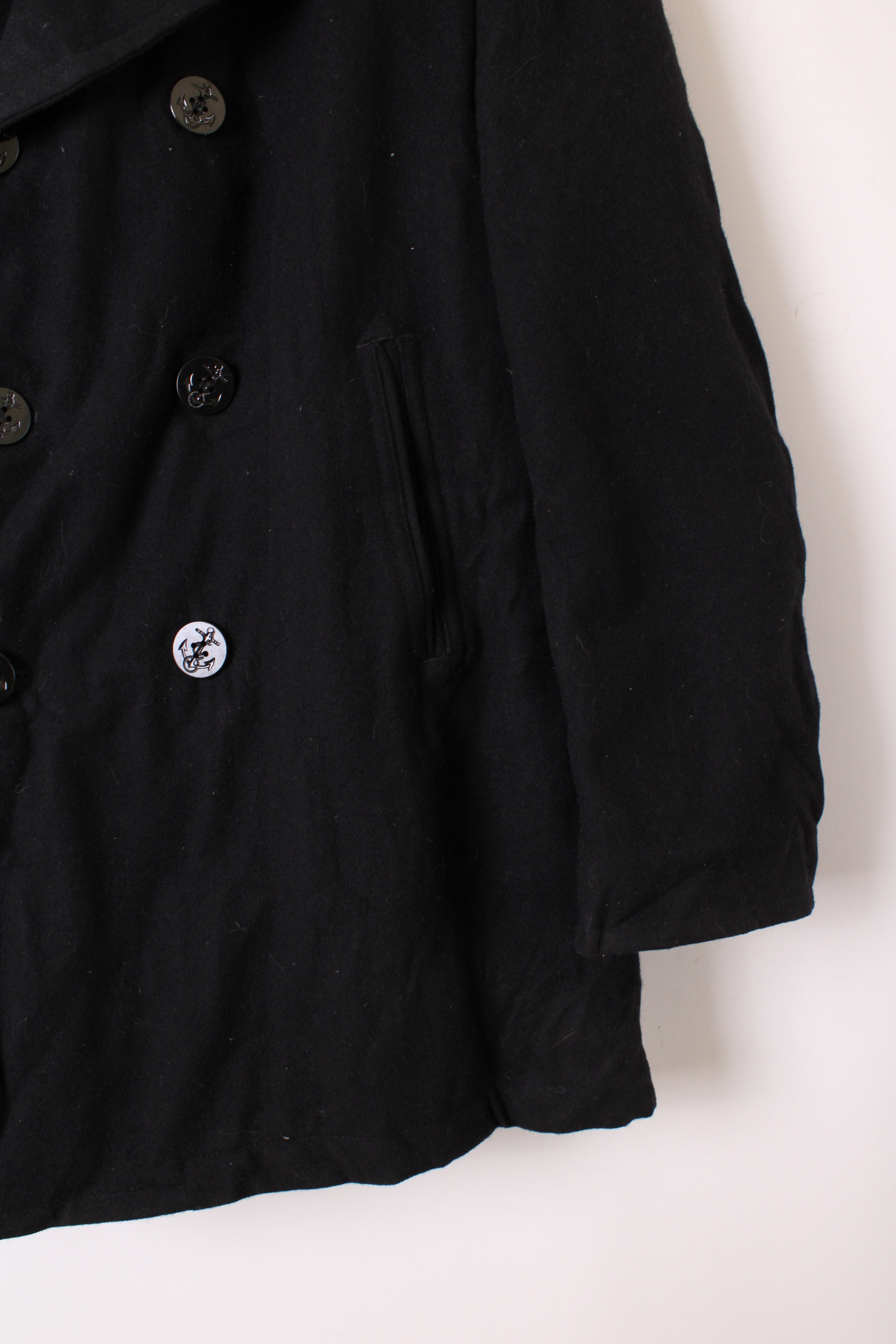 US NAVY VINTAGE PEA COAT NAVY BLUE - L/XL