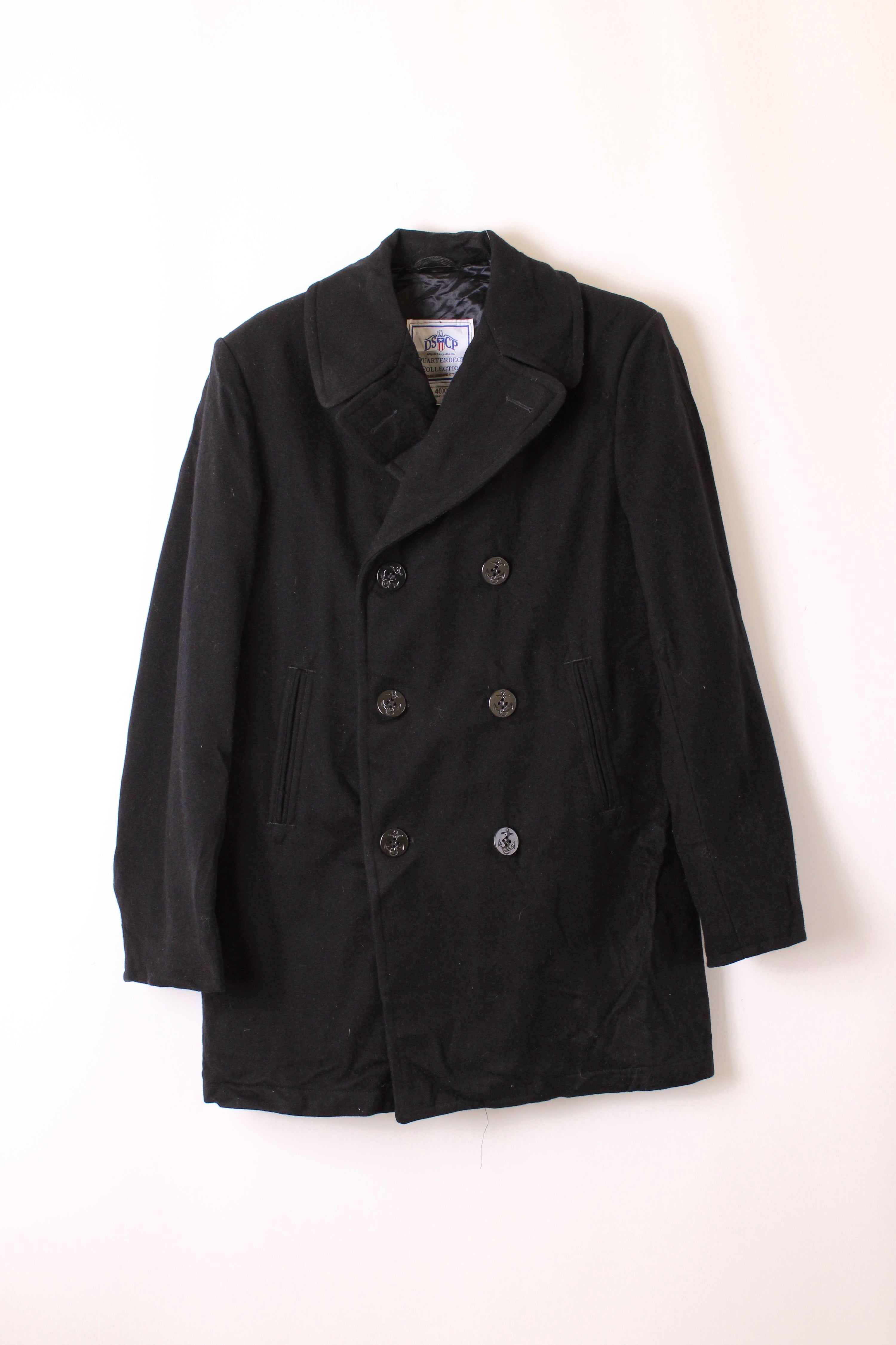 US NAVY VINTAGE PEA COAT NAVY BLUE - XL