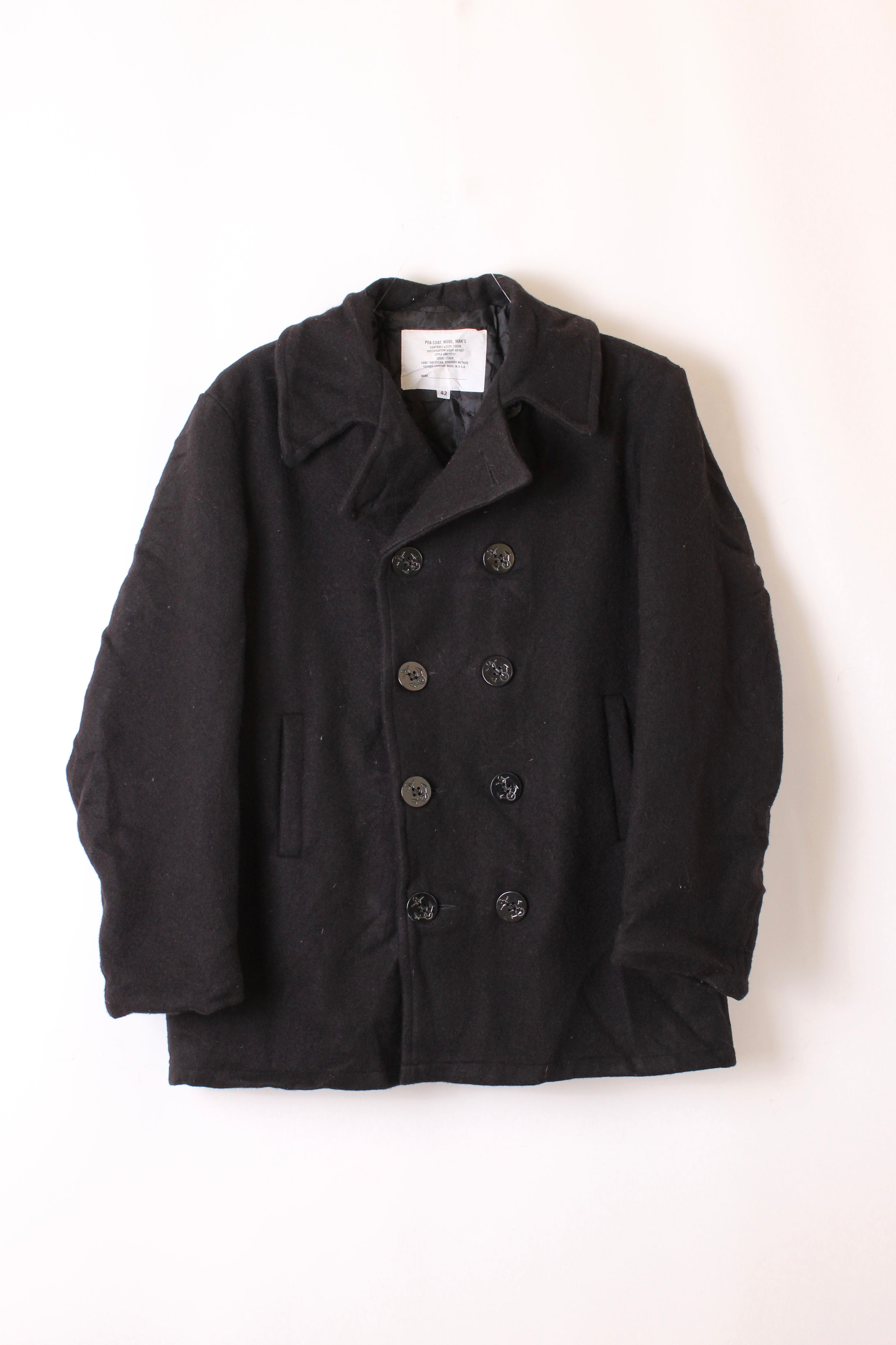 US NAVY VINTAGE PEA COAT NAVY BLUE - L/XL