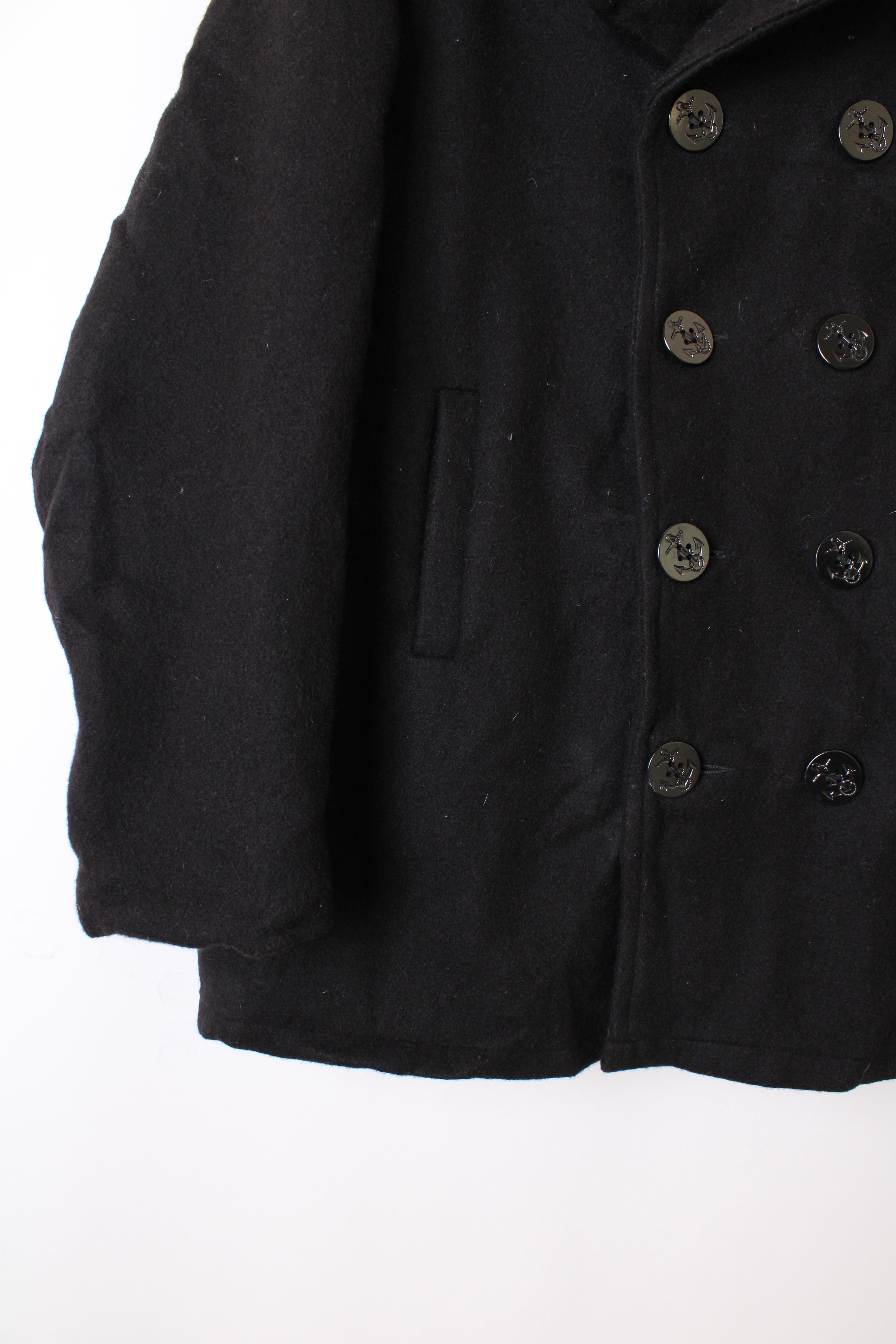 US NAVY VINTAGE PEA COAT NAVY BLUE - L/XL