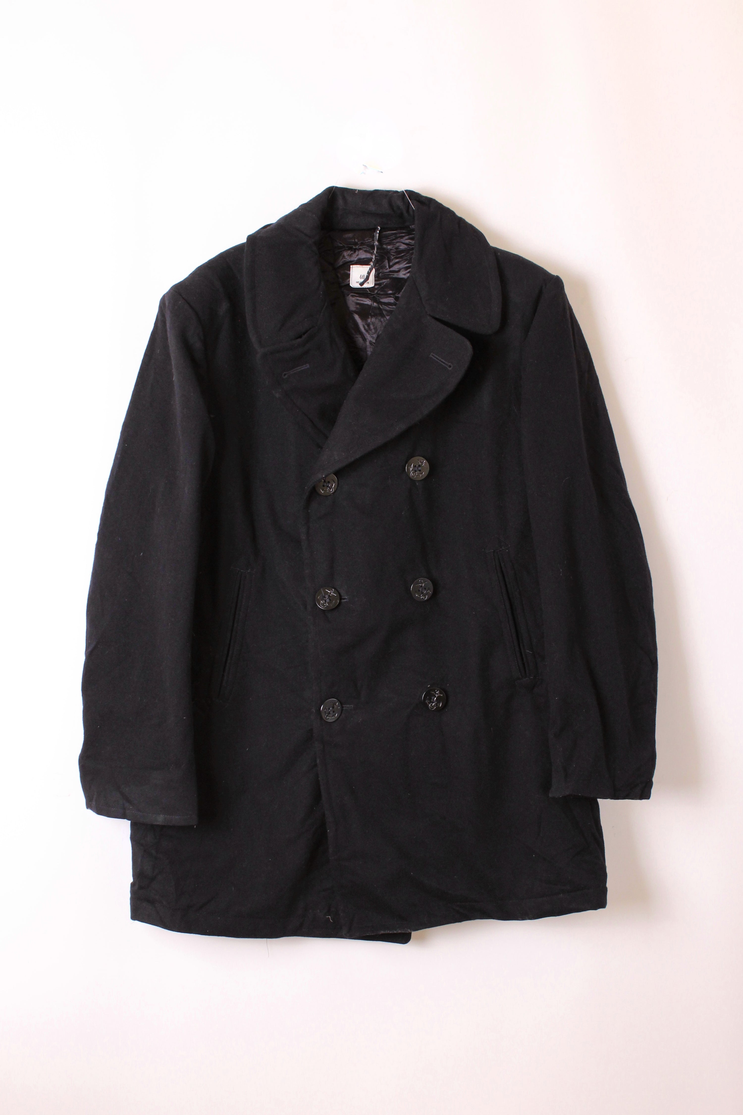 US NAVY VINTAGE PEA COAT NAVY BLUE - L/XL