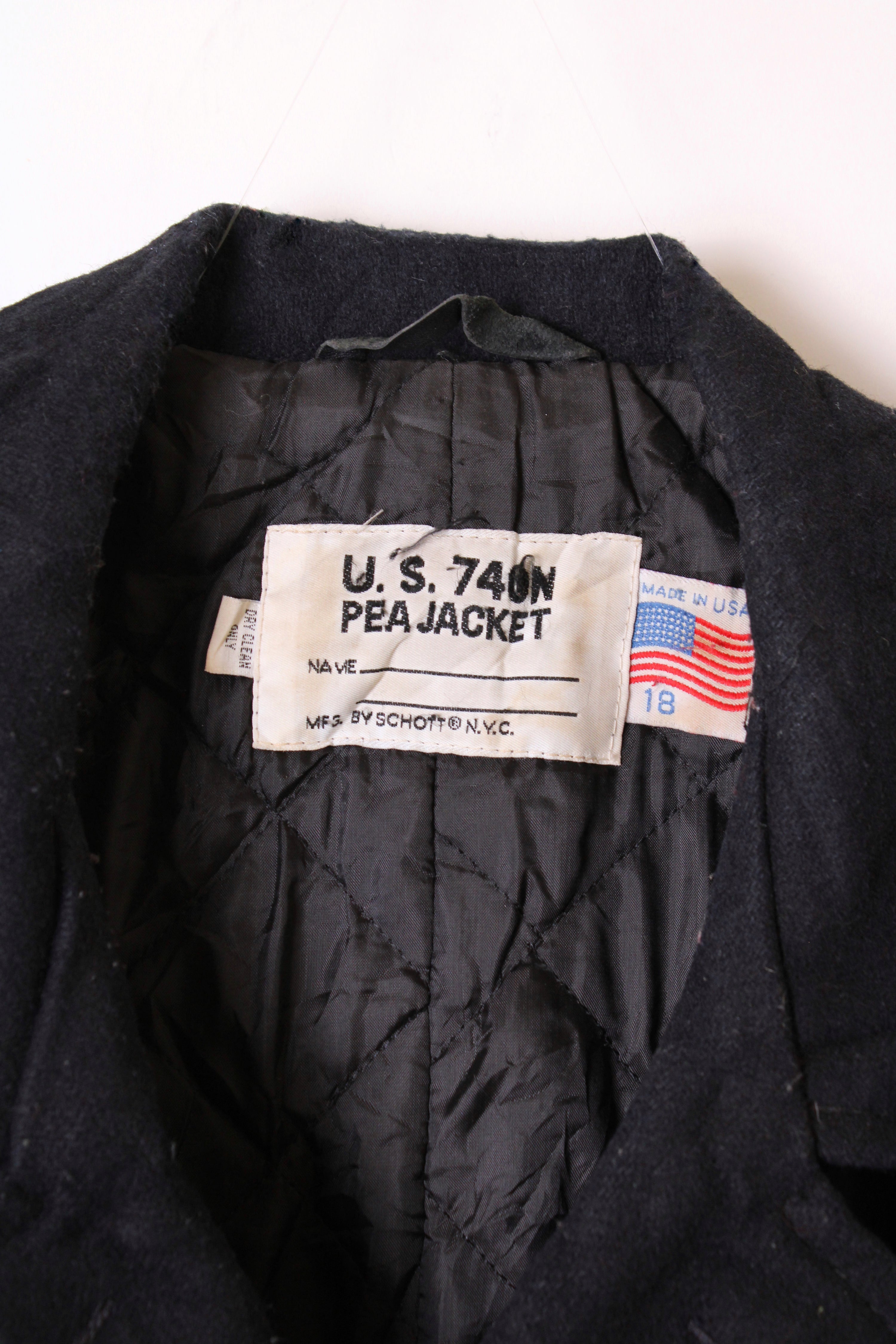 US NAVY VINTAGE SCHOTT PEA COAT NAVY BLUE - M/L