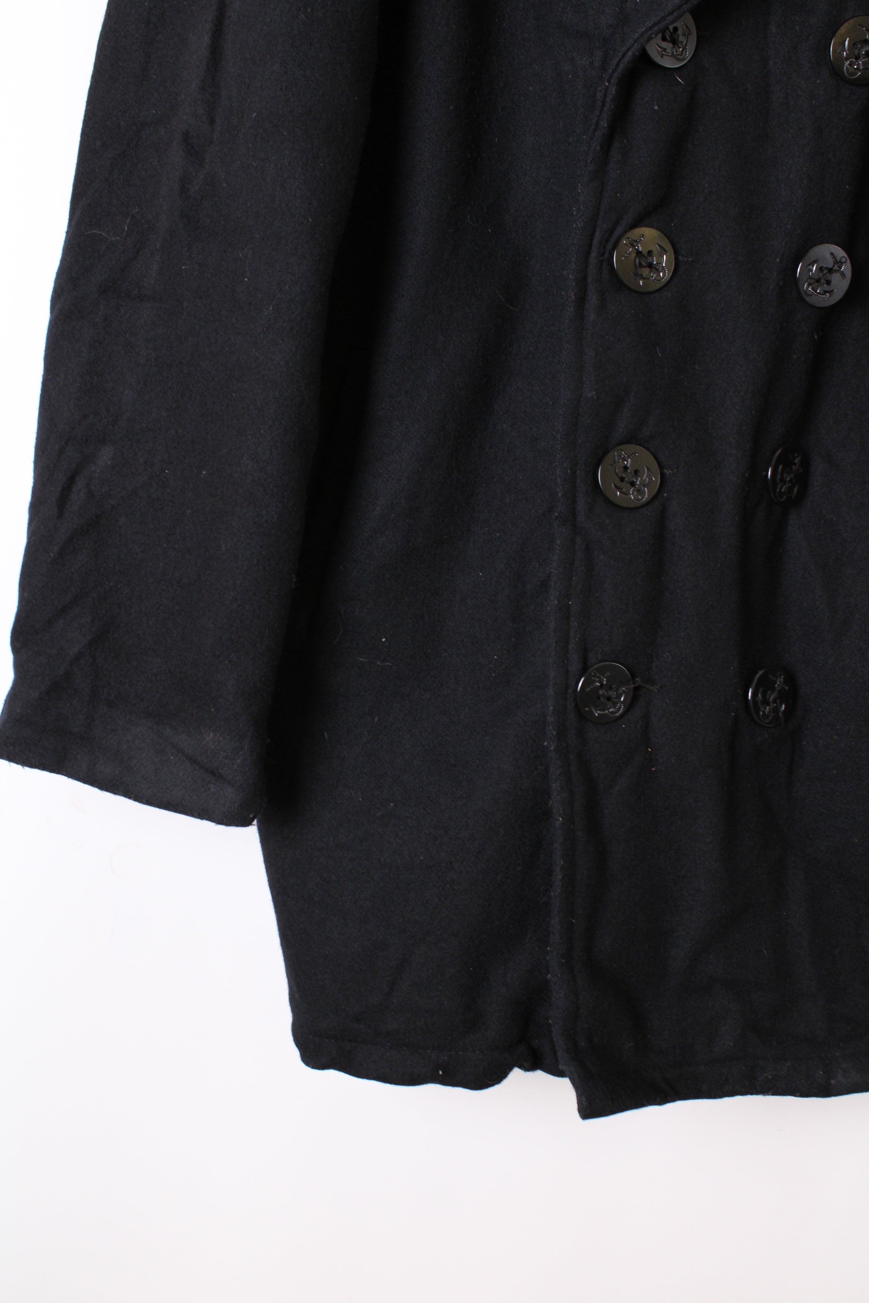 US NAVY VINTAGE SCHOTT PEA COAT NAVY BLUE - M/L