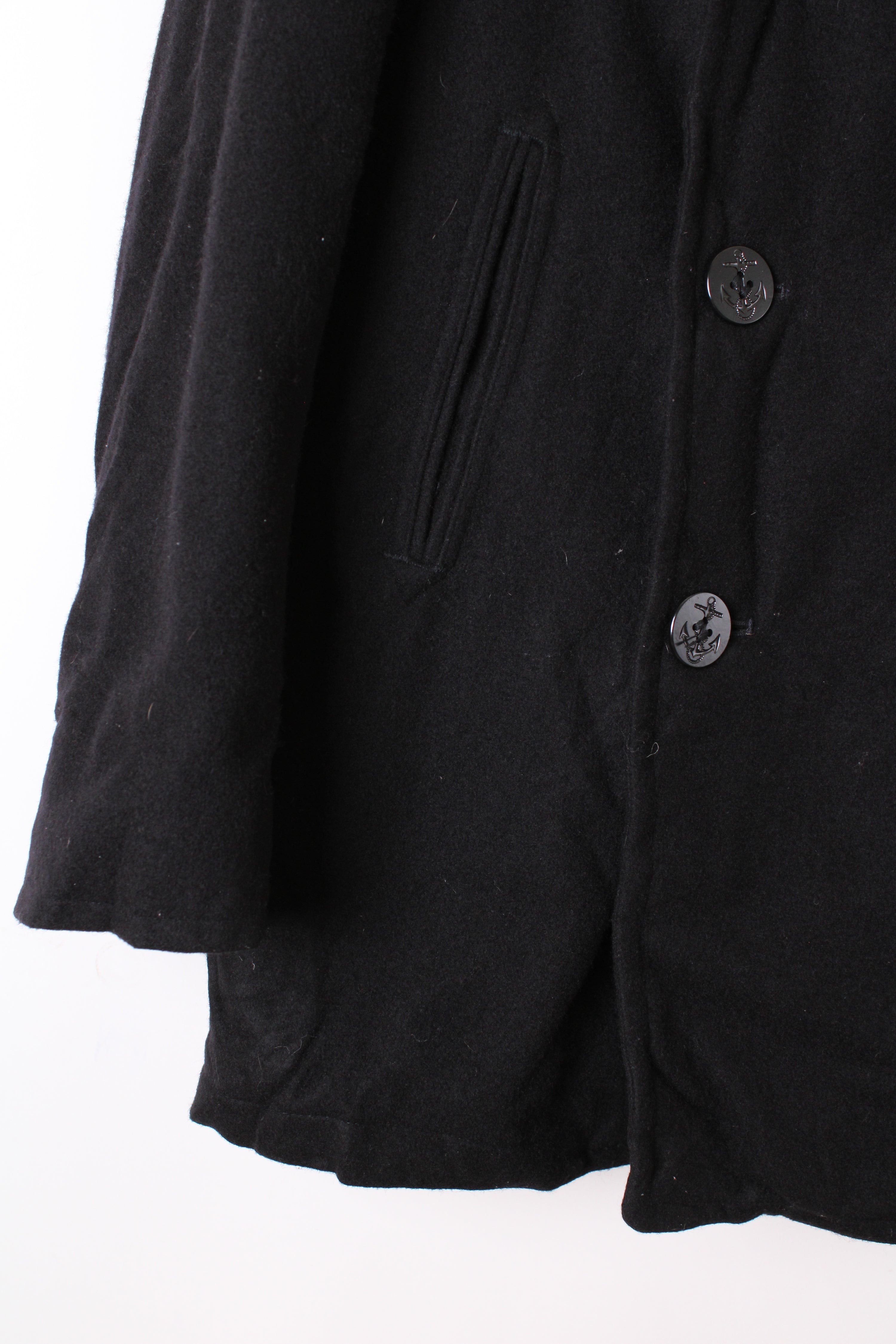 US NAVY VINTAGE SCHOTT PEA COAT NAVY BLUE - M/L