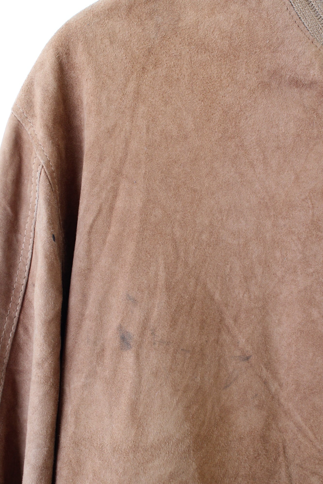 VINTAGE SUEDE BOMBER LEATHER JACKET BROWN - L/XL