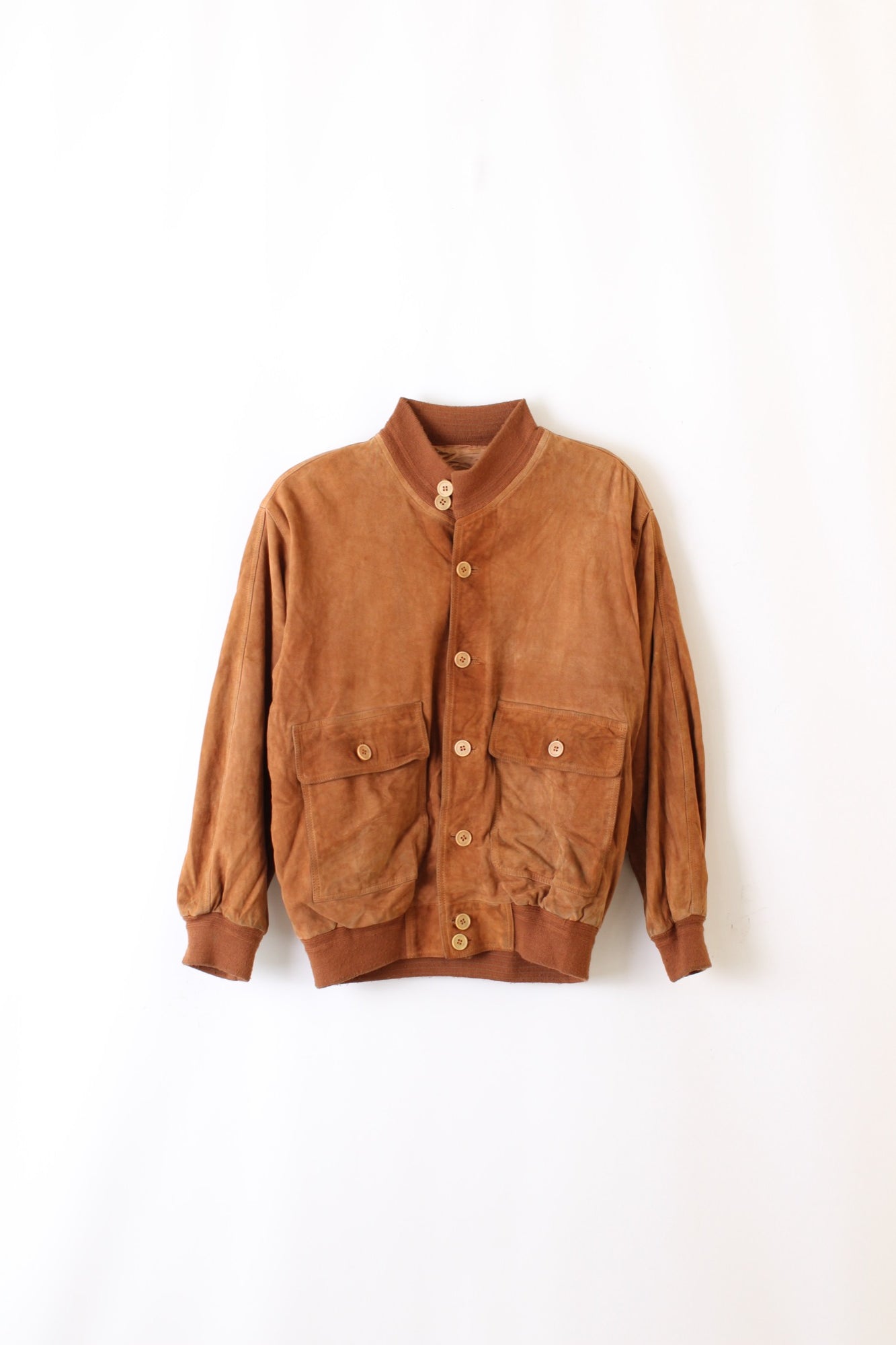VINTAGE SUEDE BOMBER LEATHER HARRINGTON JACKET BROWN - S/M