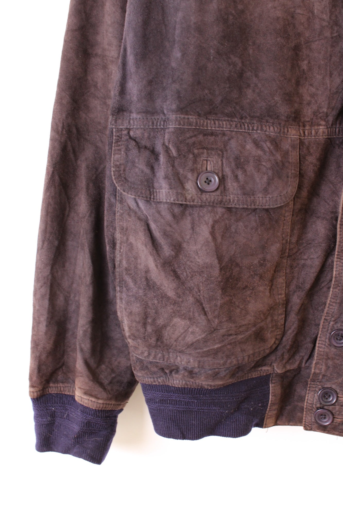 VINTAGE SUEDE BOMBER LEATHER HARRINGTON JACKET FADED BROWN - M/L