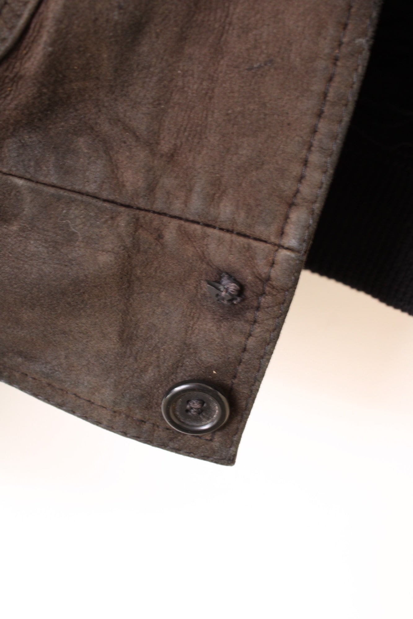 VINTAGE SUEDE BOMBER LEATHER HARRINGTON JACKET DARK BROWN - S/M
