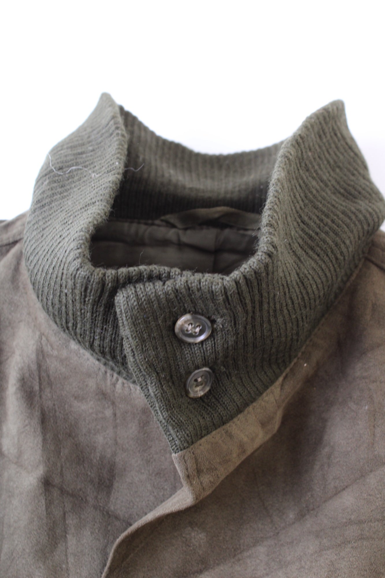 VINTAGE SUEDE BOMBER LEATHER LODEN SHORT JACKET DARK GREEN - M/L
