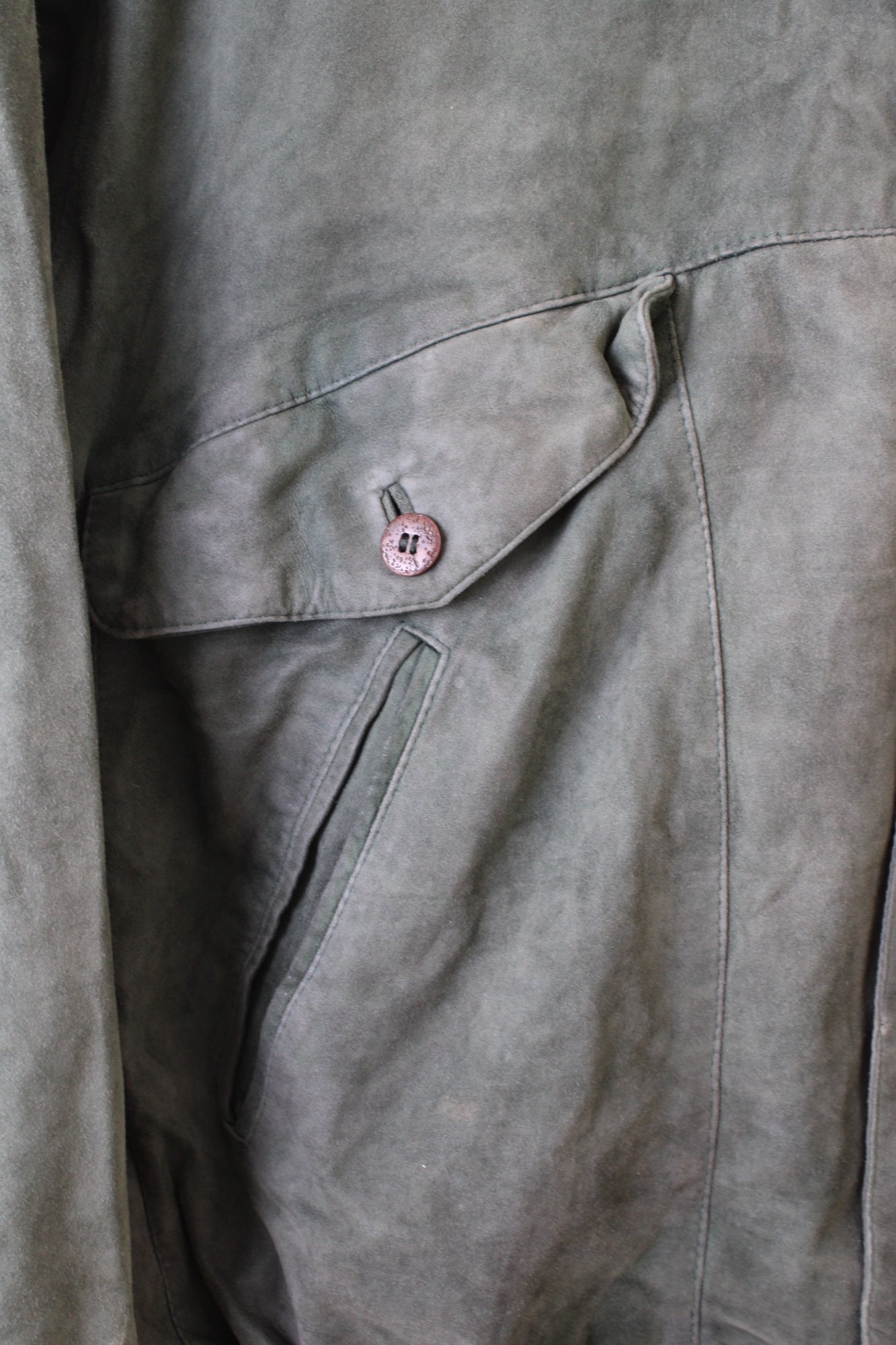 VINTAGE SUEDE BOMBER LEATHER JACKET DARK GREEN - 2XL/3XL