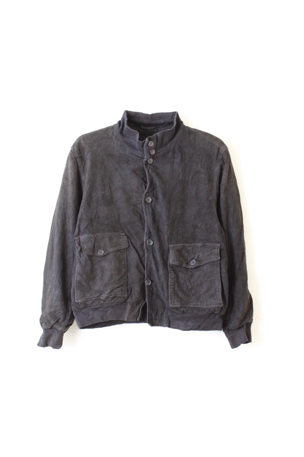 VINTAGE SUEDE BOMBER LEATHER JACKET BLACK - M/L