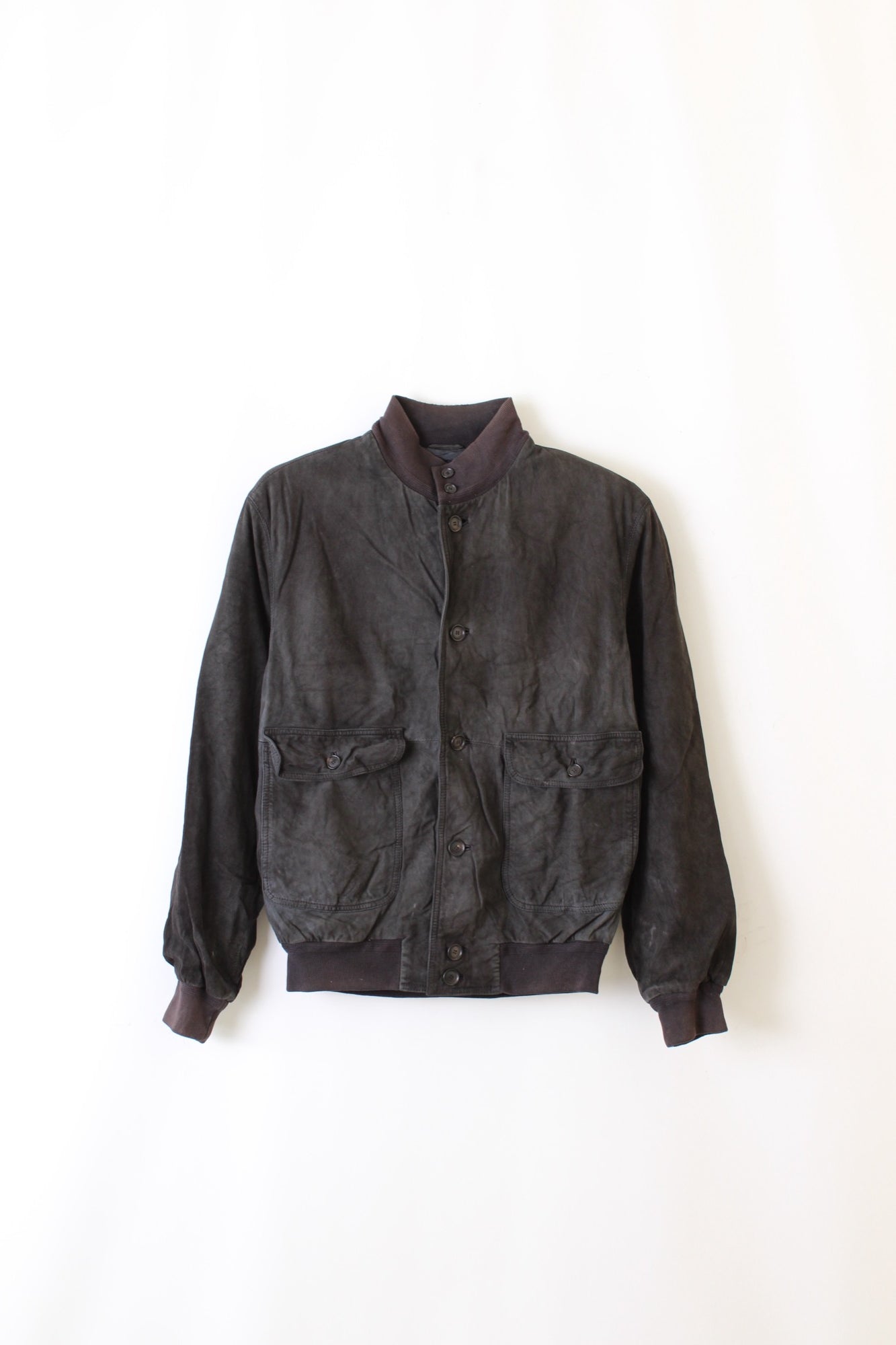 VINTAGE SUEDE BOMBER LEATHER JACKET BLACK - M/L