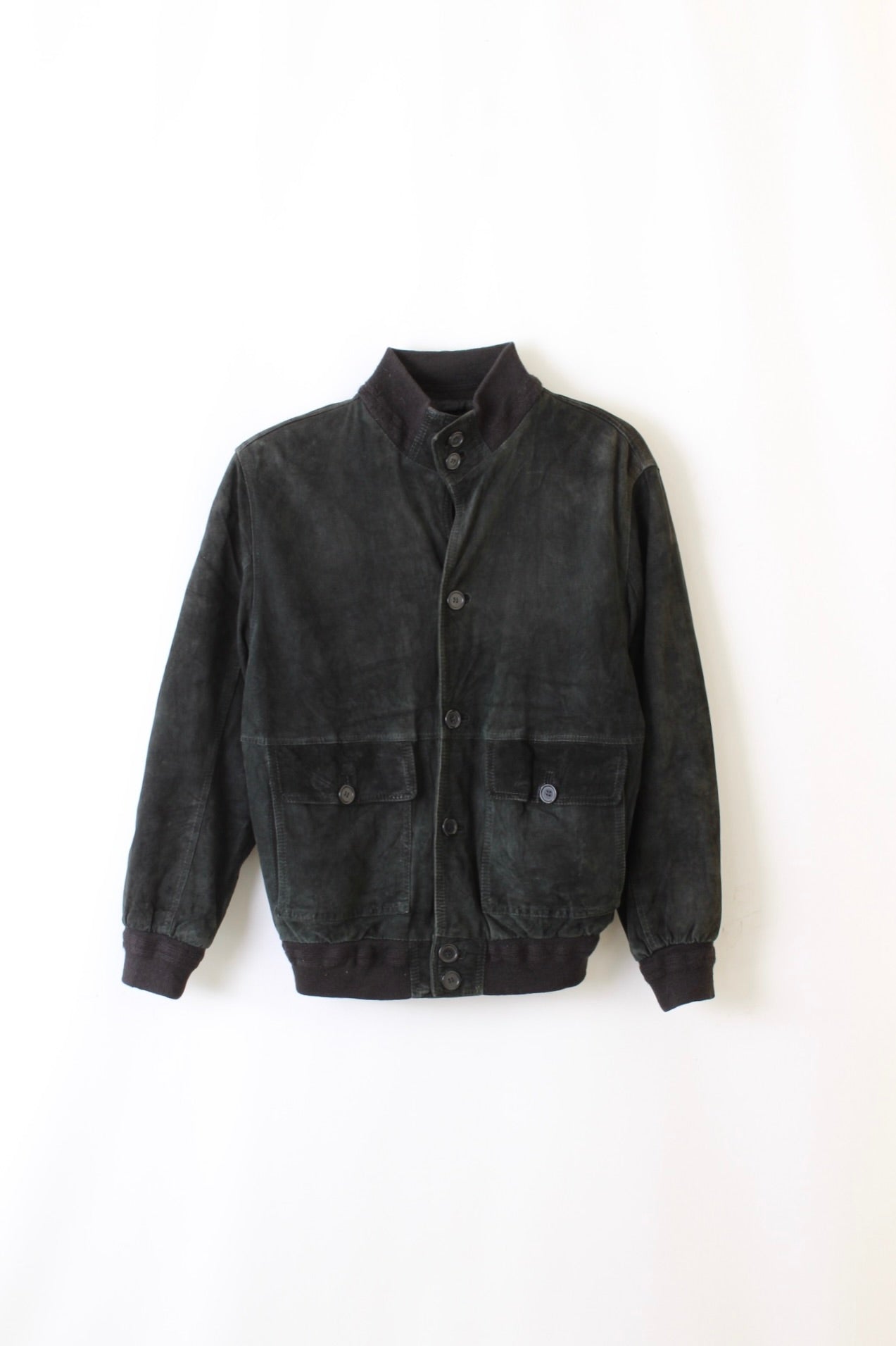 VINTAGE SUEDE BOMBER LEATHER JACKET BLACK - M/L