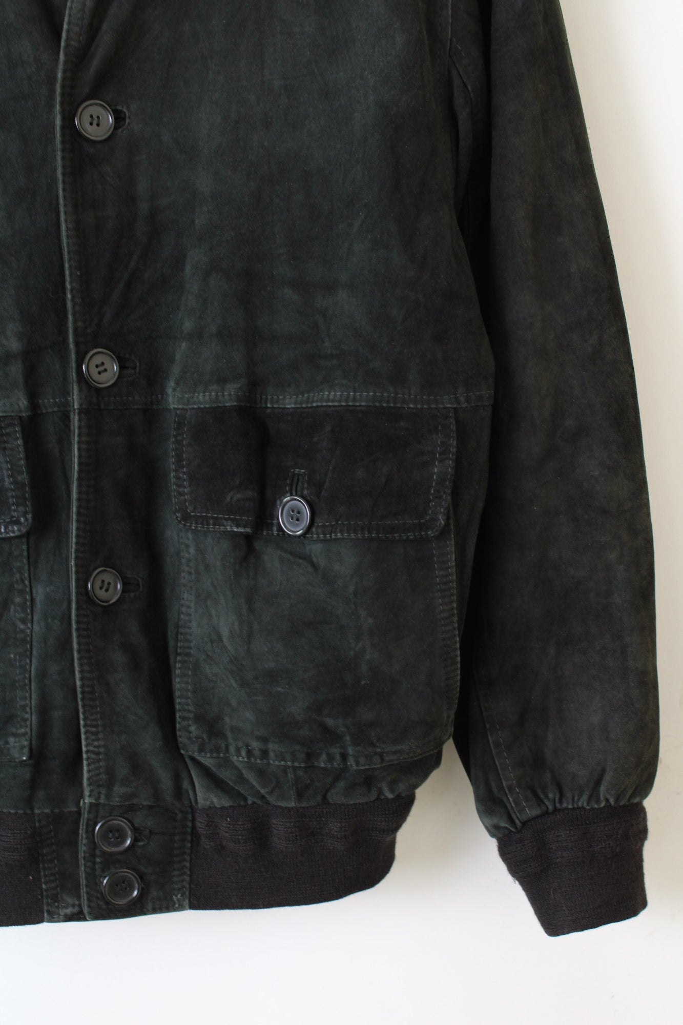 VINTAGE SUEDE BOMBER LEATHER JACKET BLACK - M/L