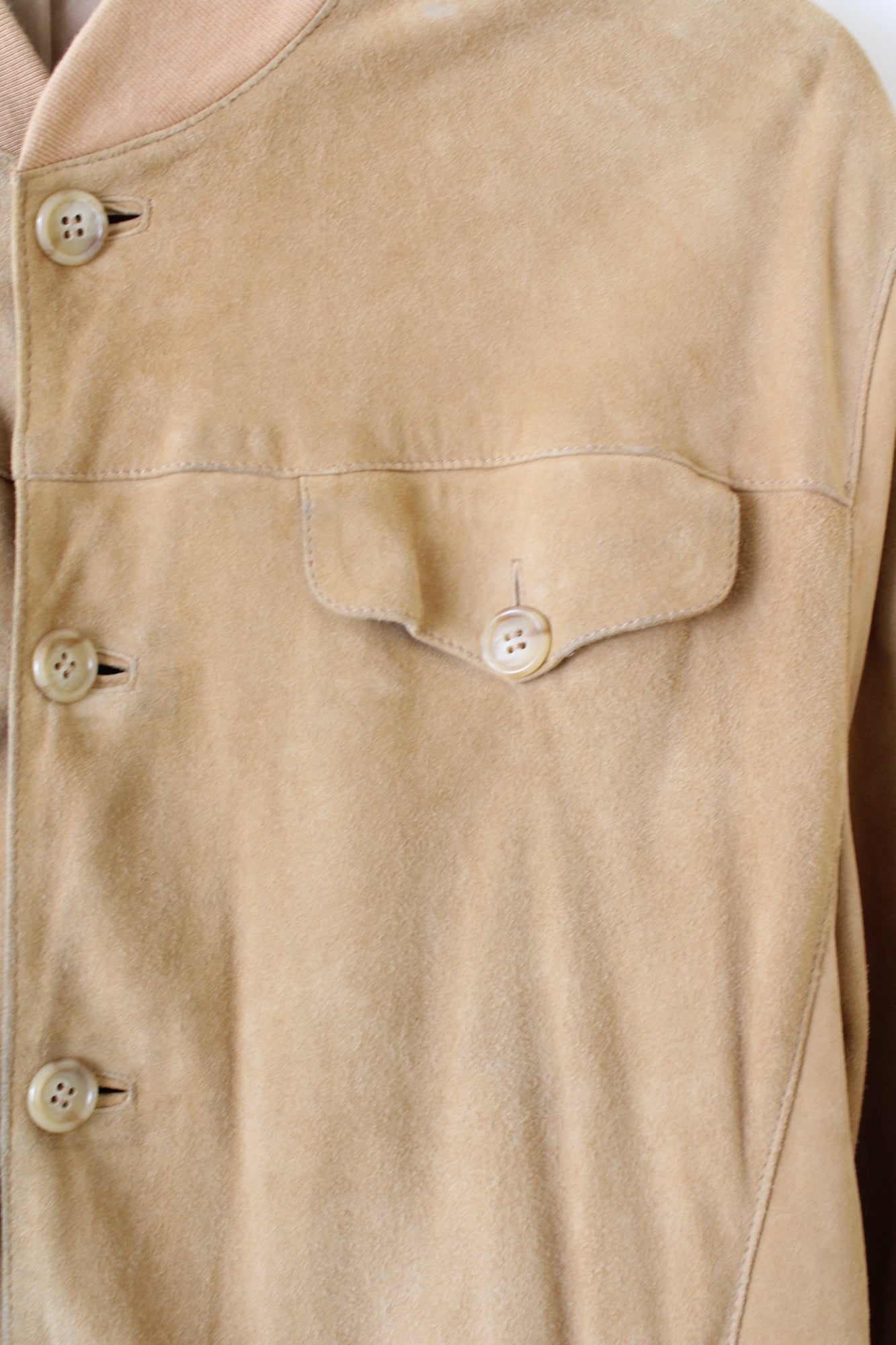 VINTAGE SUEDE BOMBER LEATHER JACKET BEIGE - L/XL