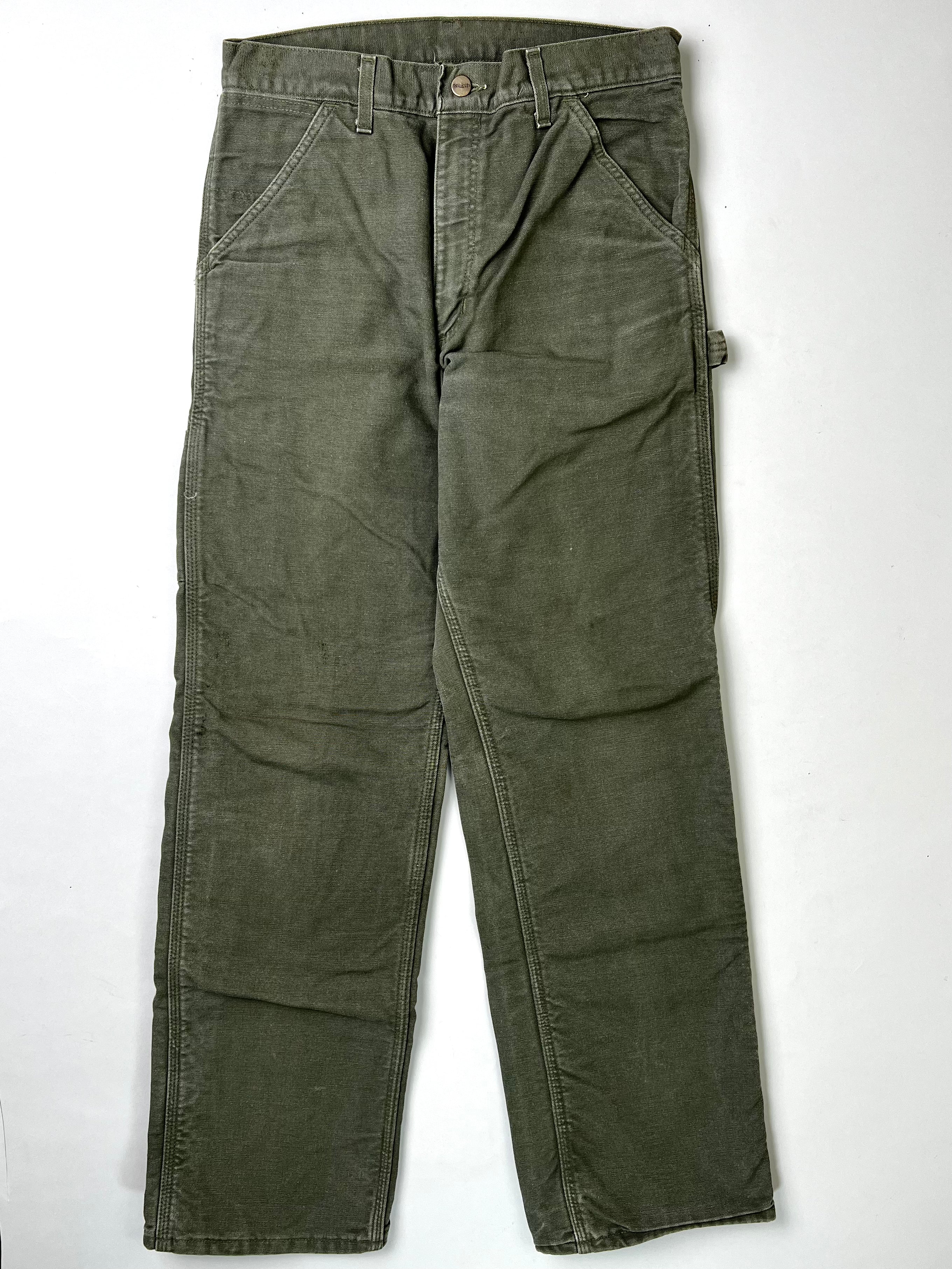 CARHARTT SINGLE KNEE FLEECE LINED PANTS GREEN MADE IN USA - 31X32