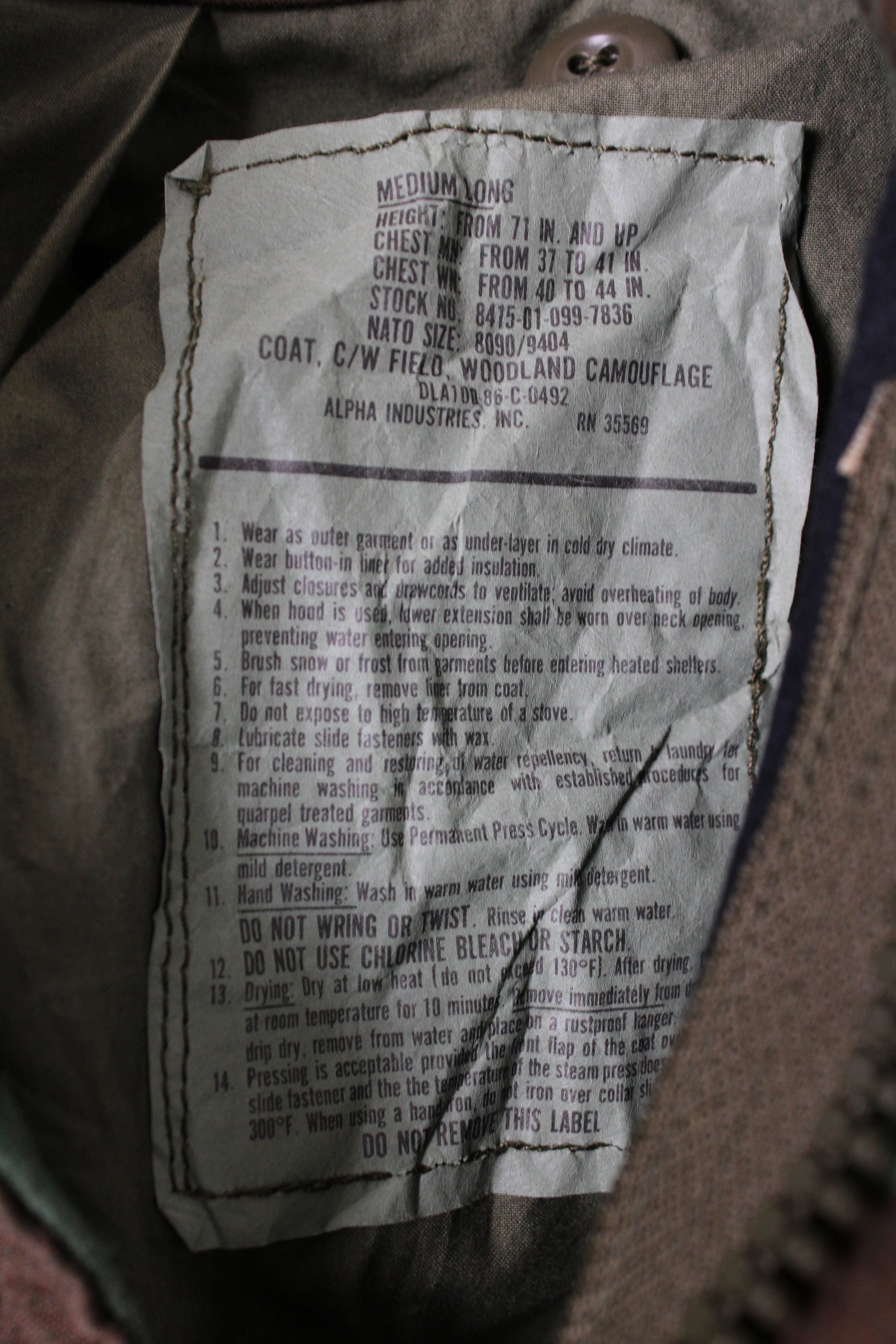 FIELD JACKET M65 US ARMY WOODLAND CAMO - M LONG