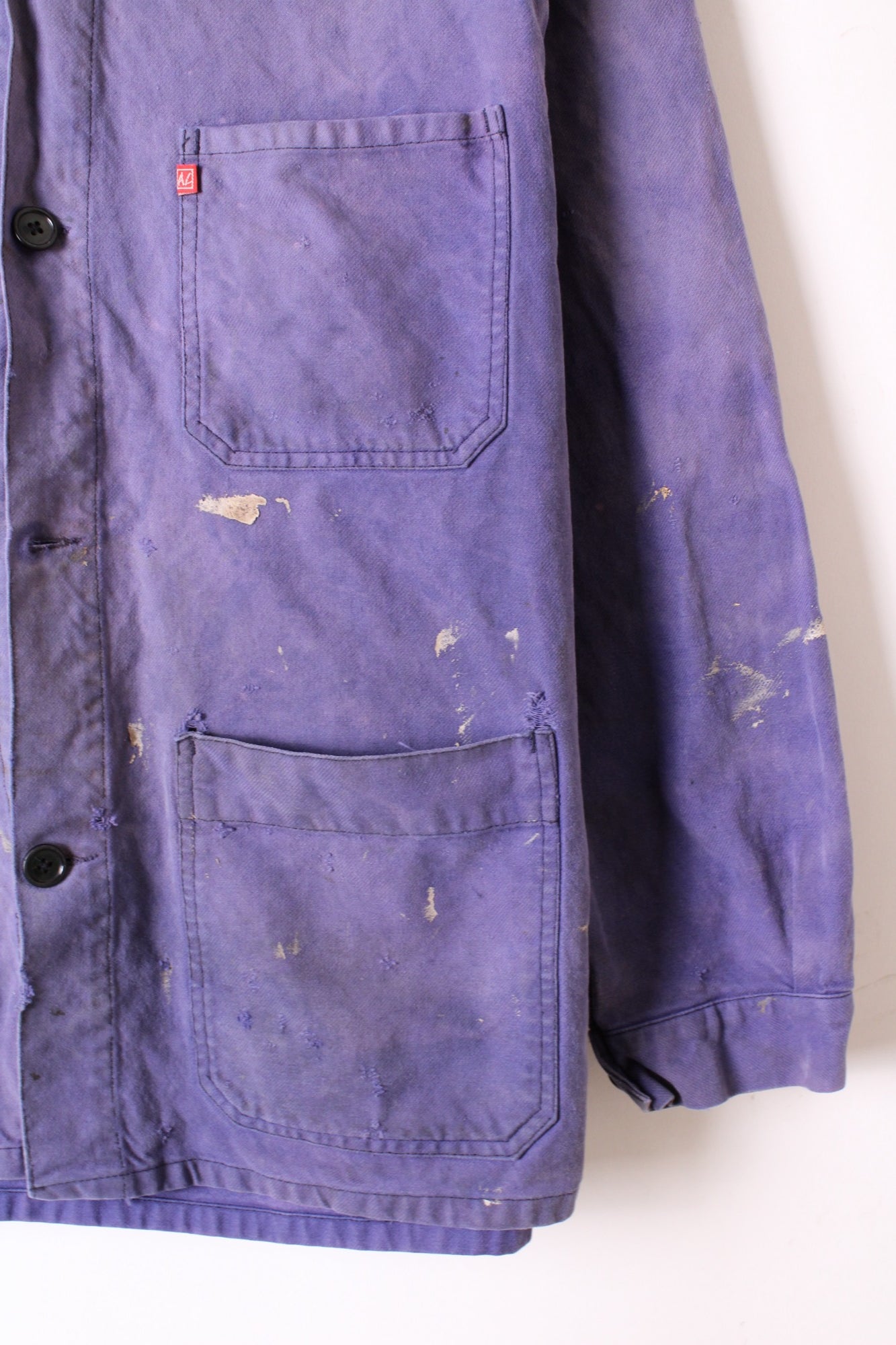 ADOLPHE LAFONT VINTAGE WORK CHORE JACKET SPLATTER BLEU DE TRAVAIL - L/XL