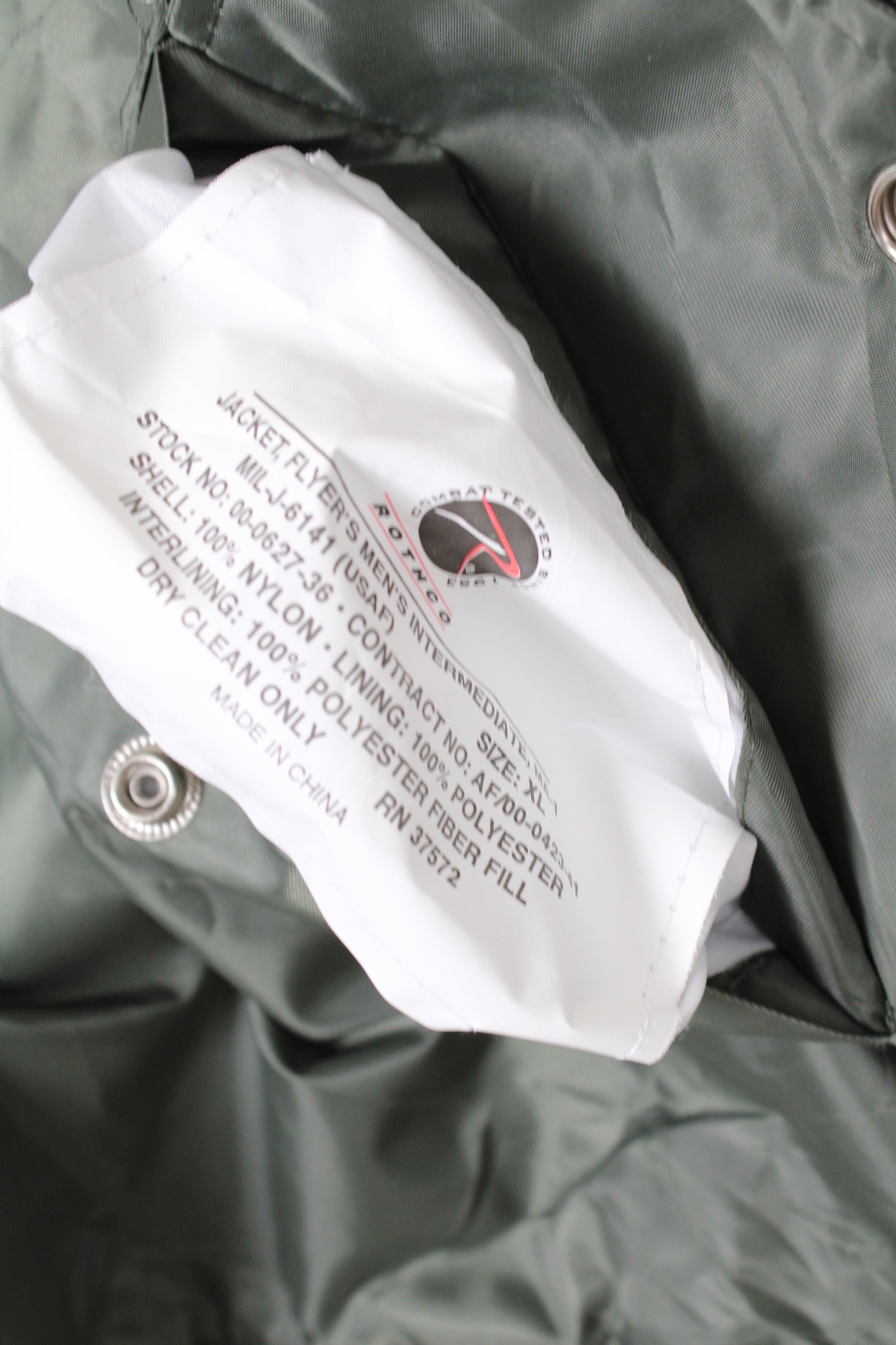 VINTAGE MA-1 BOMBER JACKET GREEN - XL