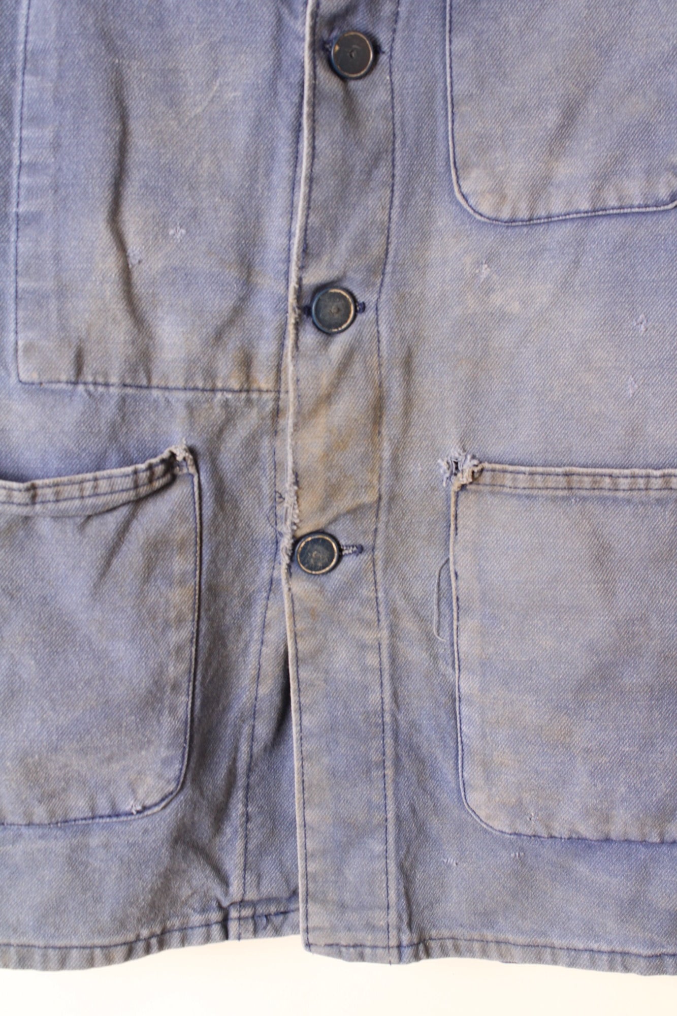 VINTAGE WORK CHORE JACKET SPLATTER BLEU DE TRAVAIL - S/M