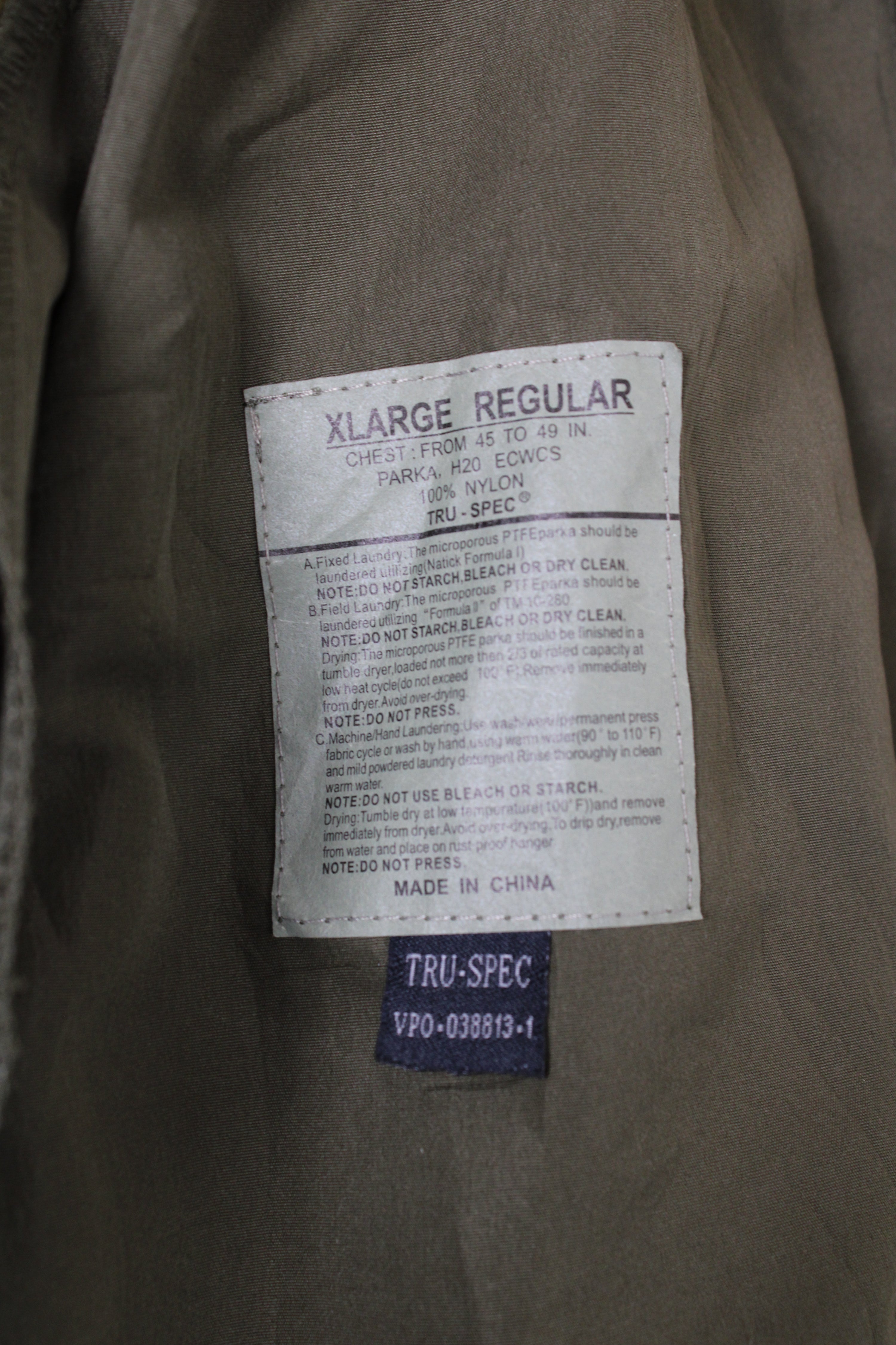 TRU-SPEC H20 3 IN 1 PARKA PROOF ECWCS GREEN - XL