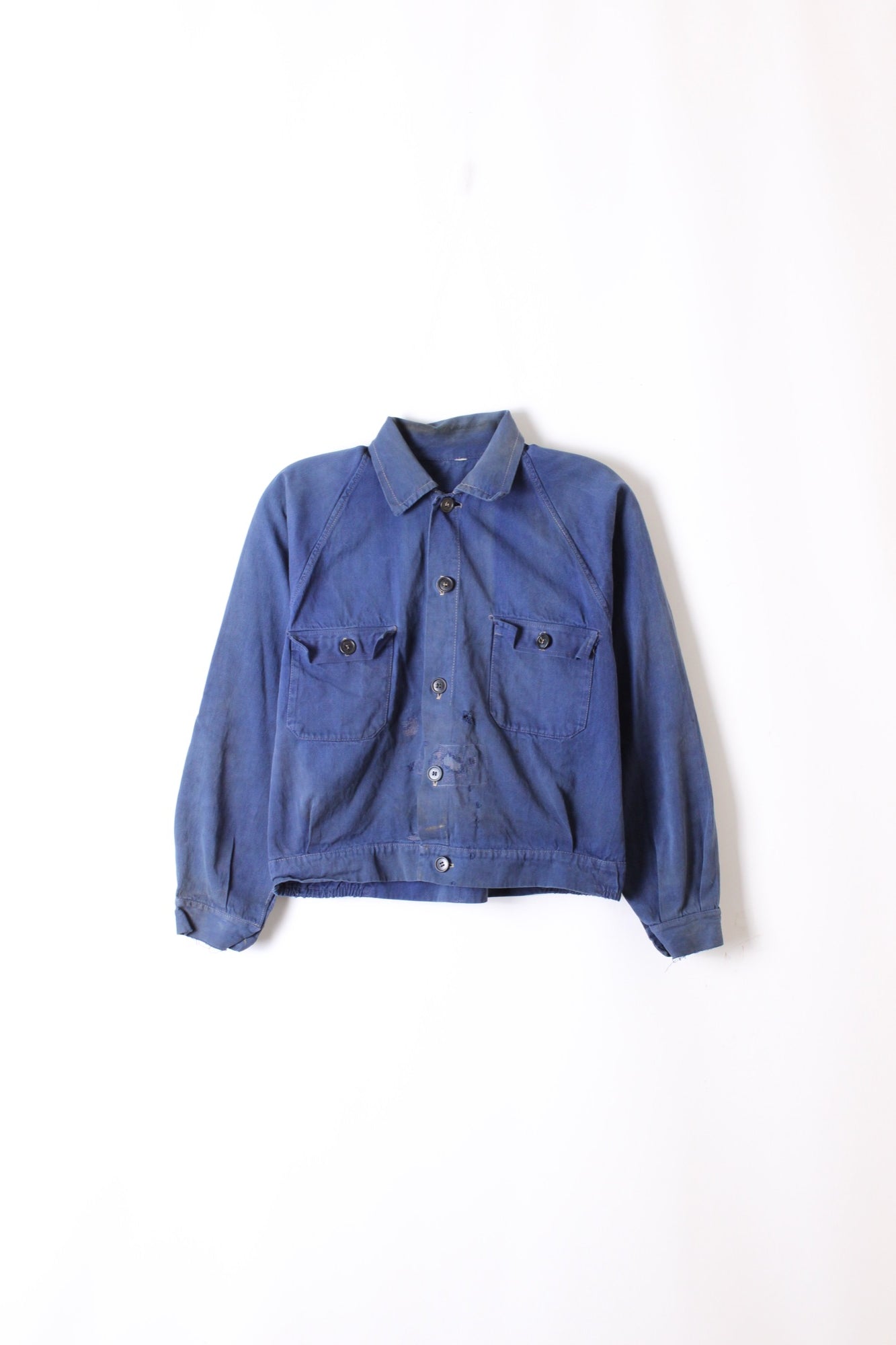 VINTAGE WORK CROPPED JACKET DISTRESSED BLEU DE TRAVAIL - S/M