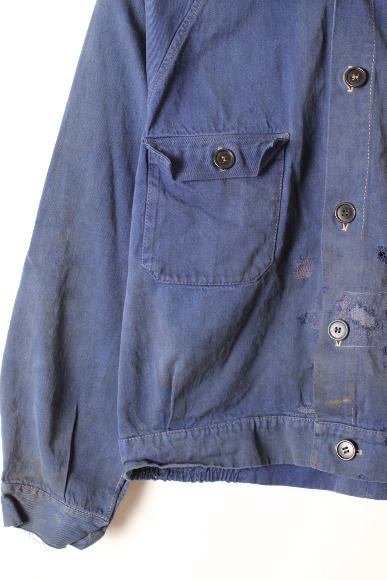 VINTAGE WORK CROPPED JACKET DISTRESSED BLEU DE TRAVAIL - S/M