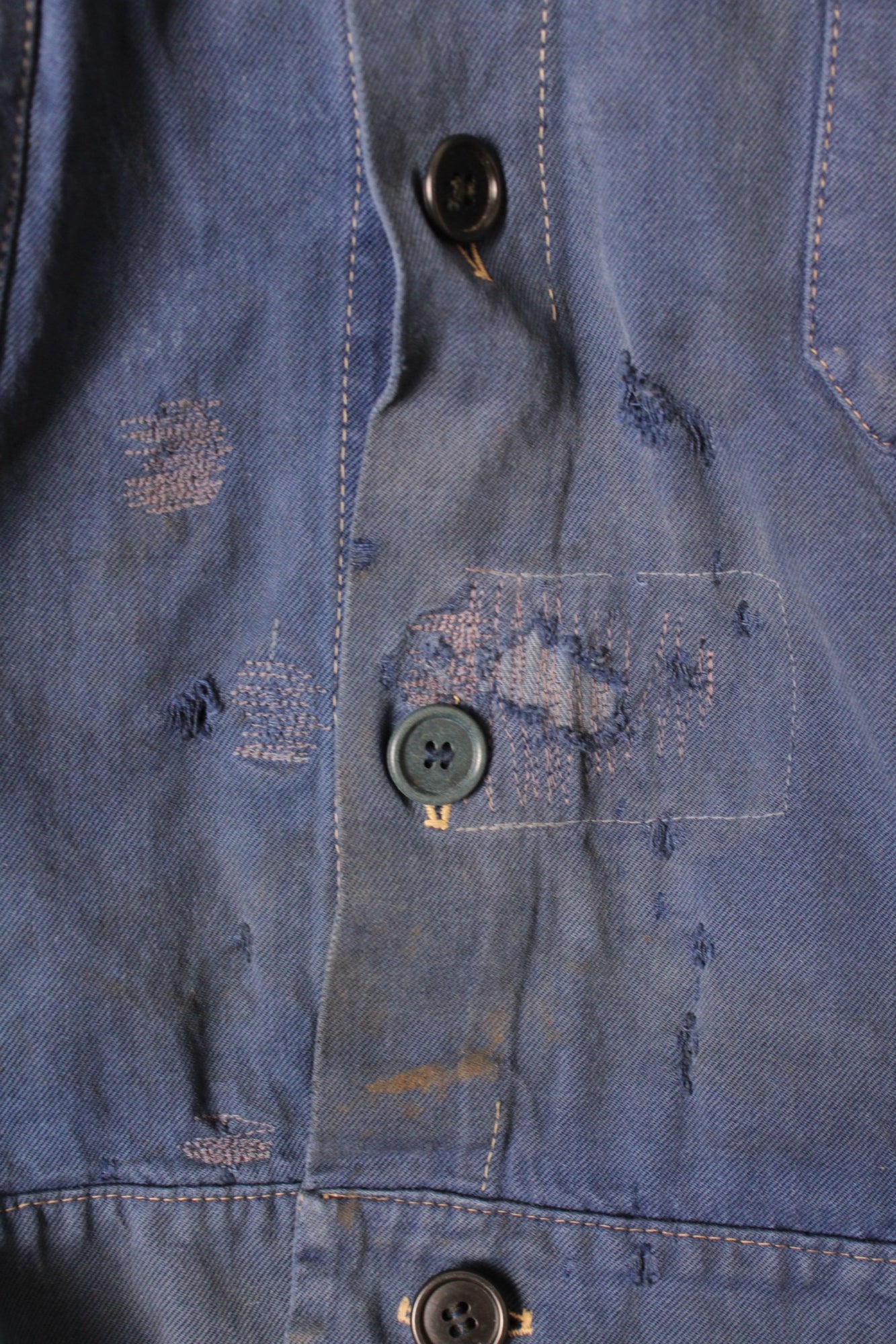 VINTAGE WORK CROPPED JACKET DISTRESSED BLEU DE TRAVAIL - S/M