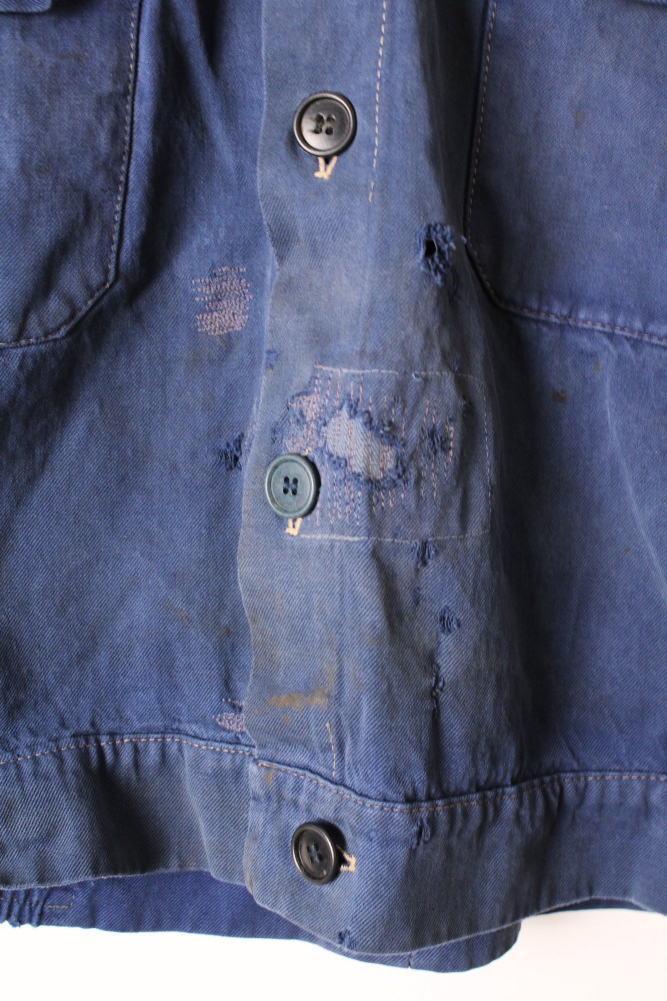 VINTAGE WORK CROPPED JACKET DISTRESSED BLEU DE TRAVAIL - S/M