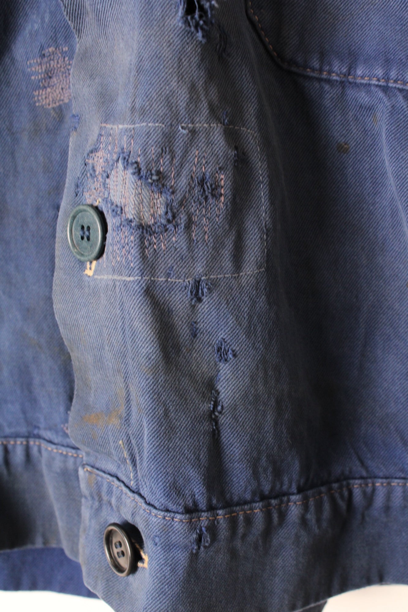 VINTAGE WORK CROPPED JACKET DISTRESSED BLEU DE TRAVAIL - S/M