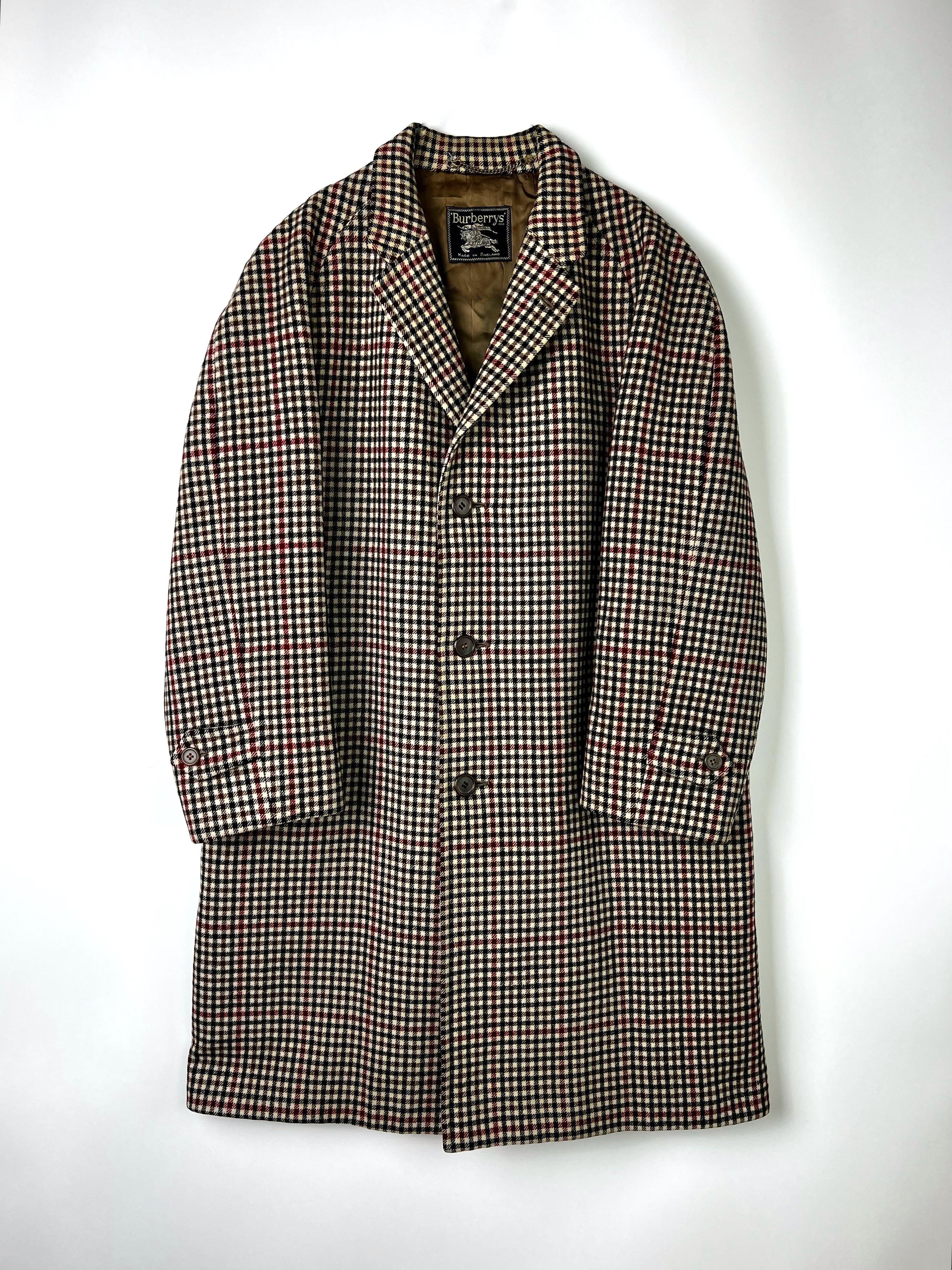 BURBERRY VINTAGE WOOL COAT TWEED CHECK PATTERN - L/XL