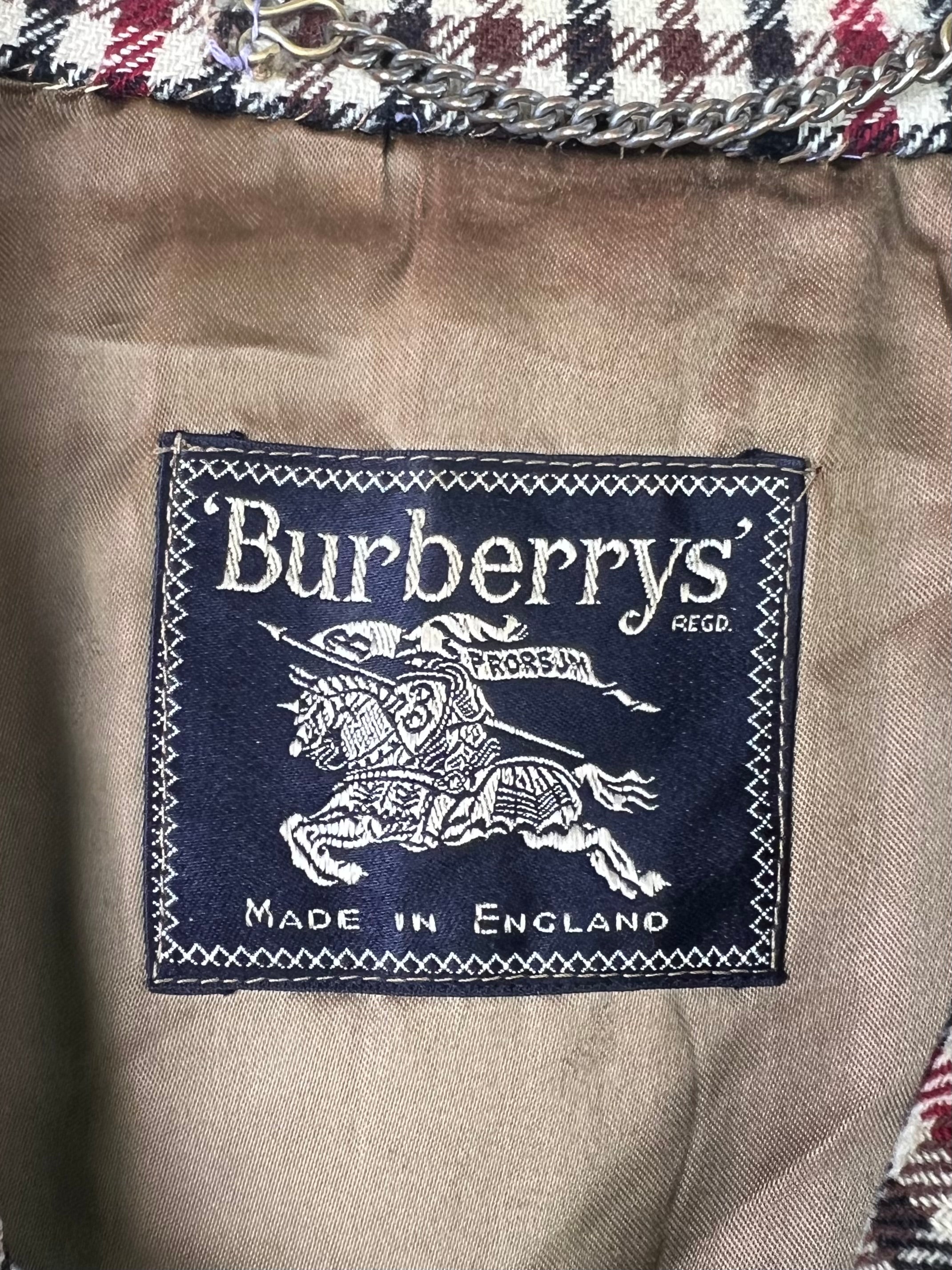 BURBERRY VINTAGE WOOL COAT TWEED CHECK PATTERN - L/XL