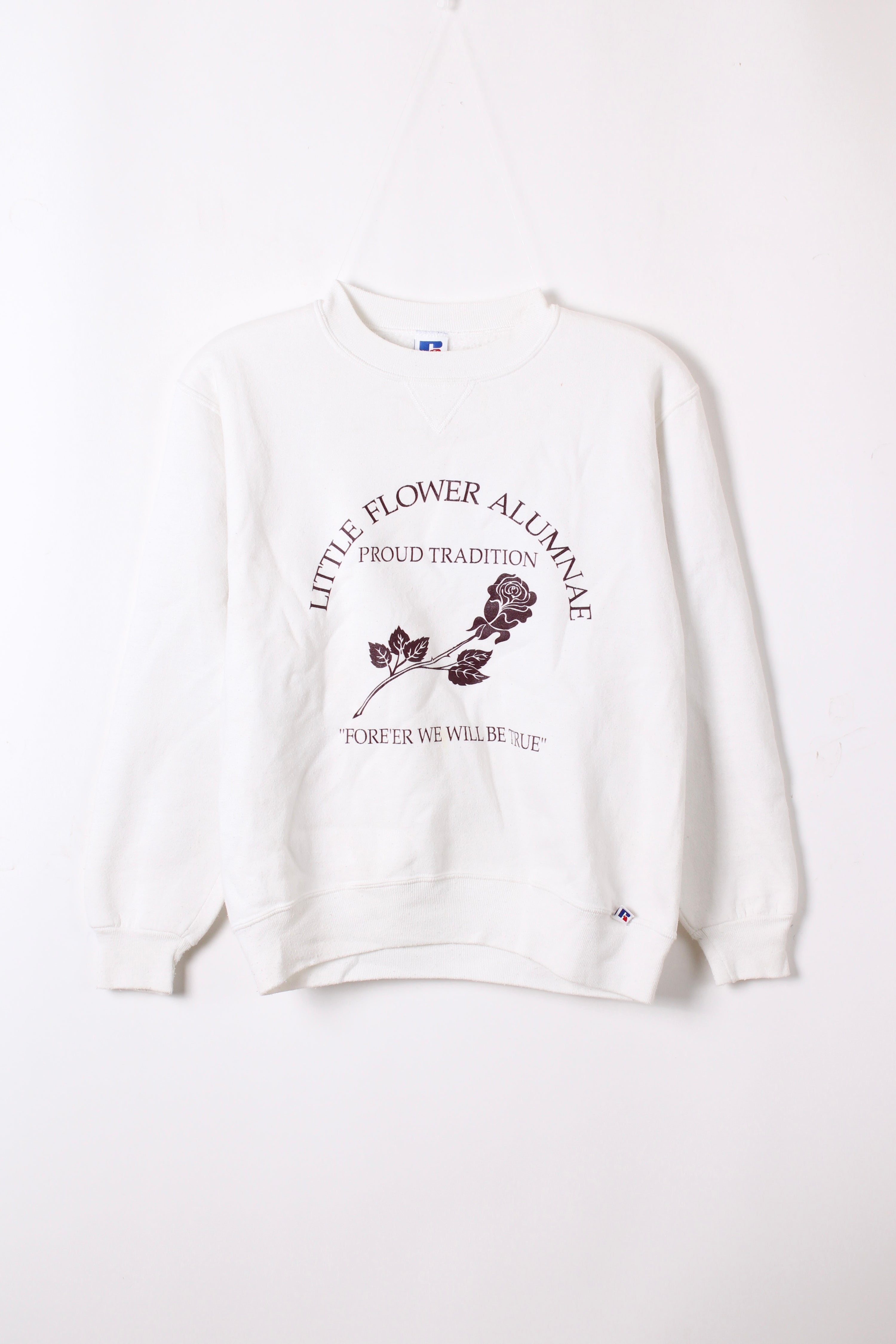 RUSSELL ATHLETIC VINTAGE CREWNECK WHITE MADE IN USA - S