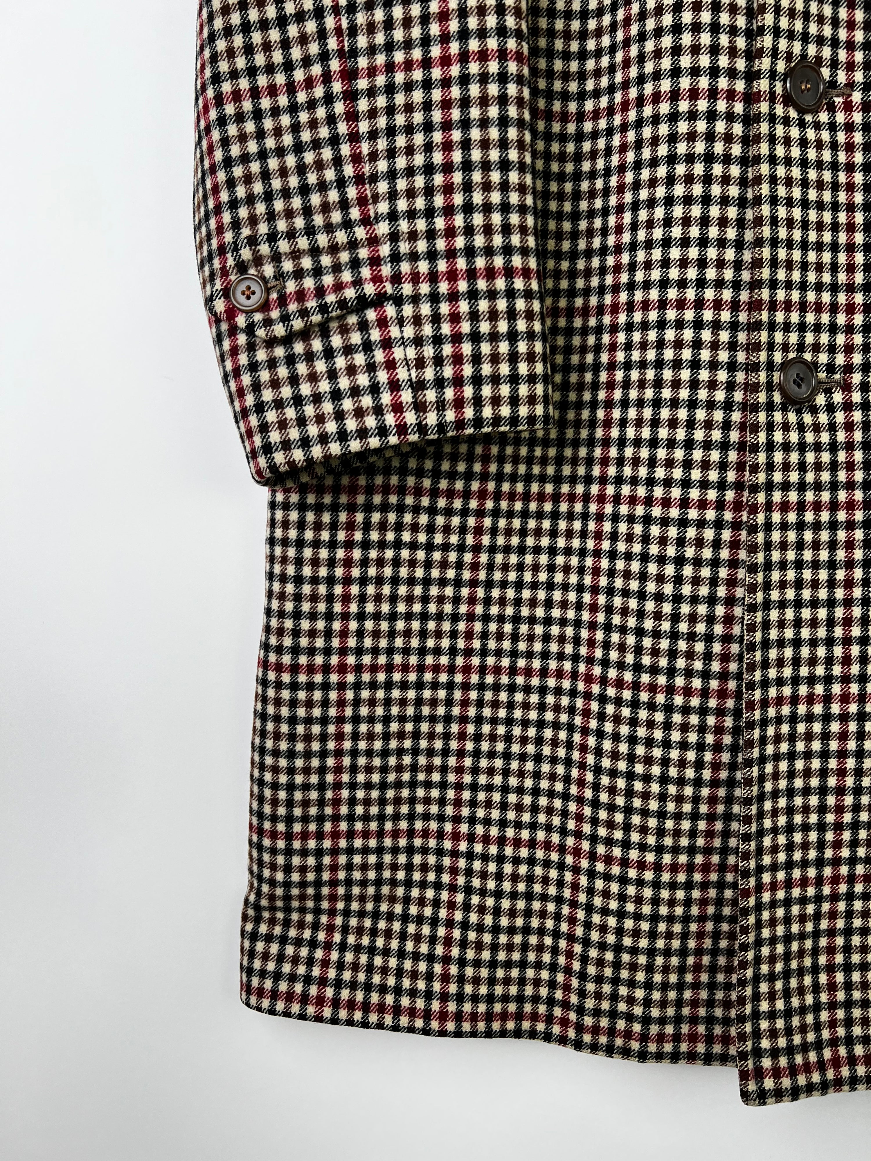 BURBERRY VINTAGE WOOL COAT TWEED CHECK PATTERN - L/XL