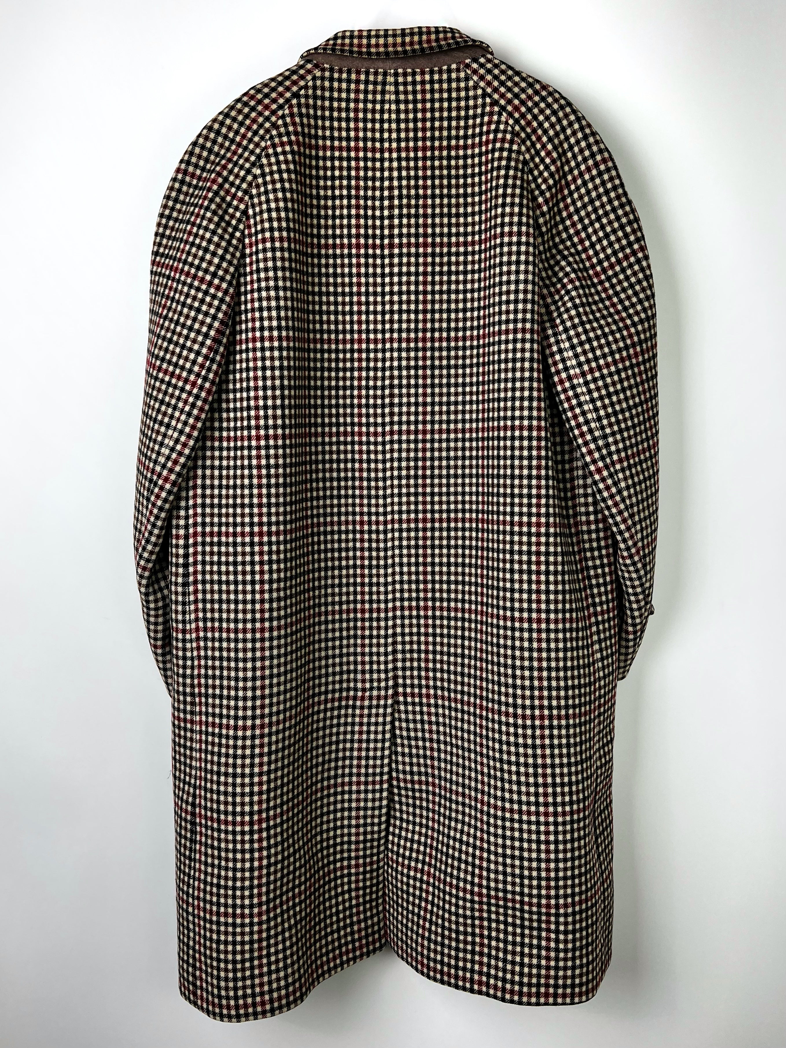 BURBERRY VINTAGE WOOL COAT TWEED CHECK PATTERN - L/XL